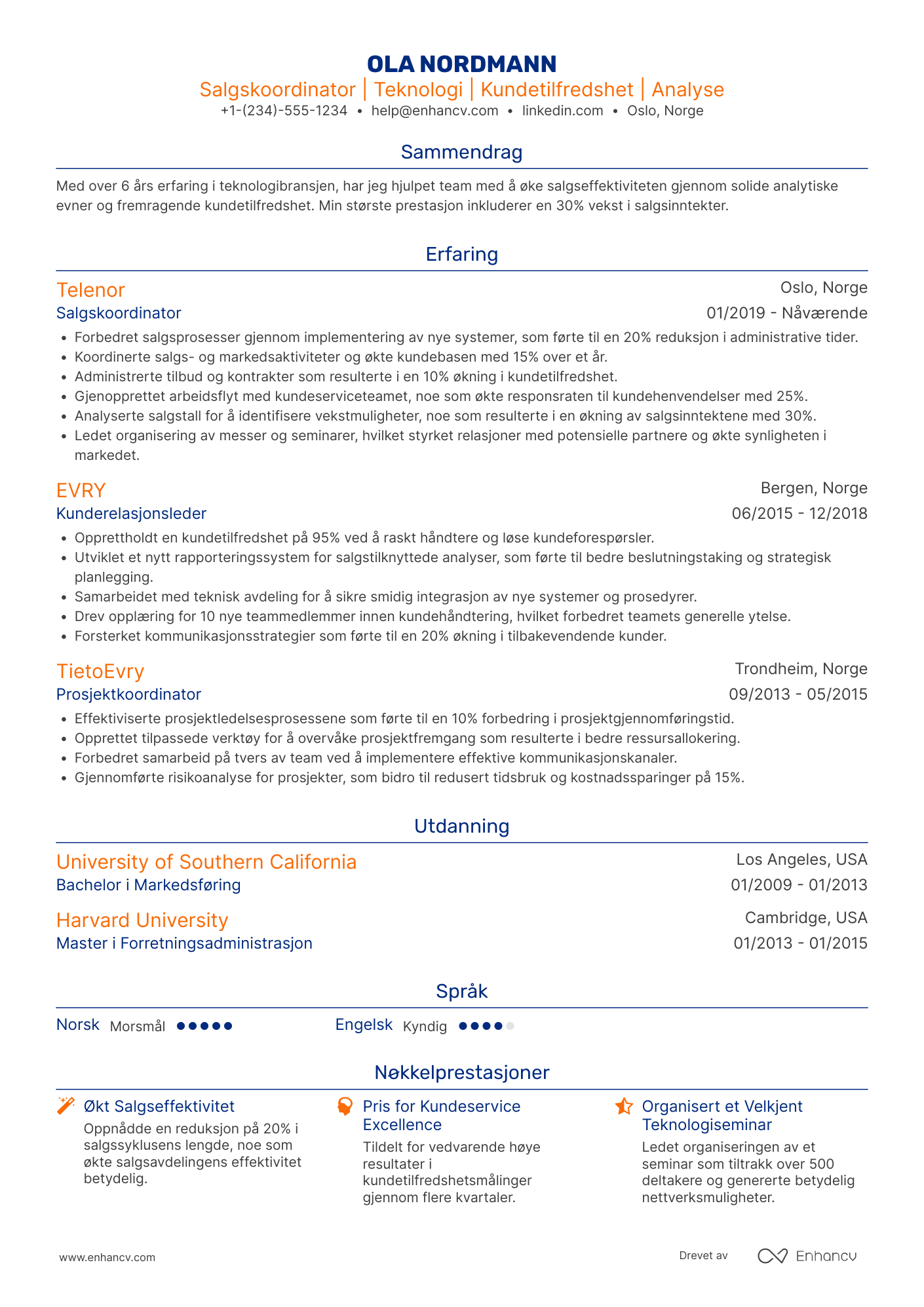 CV for Salgskoordinator for teknologi