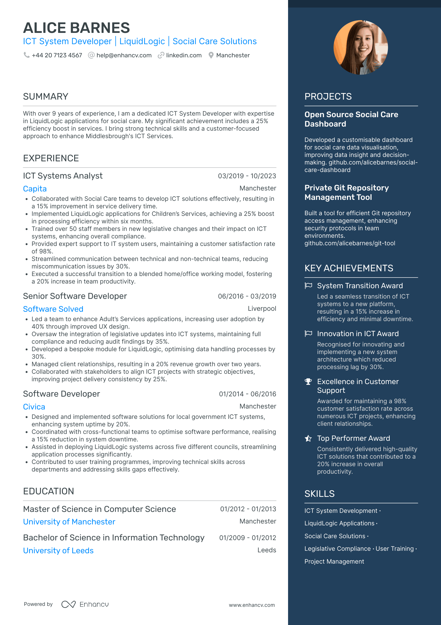 Systems Developer CV Examples