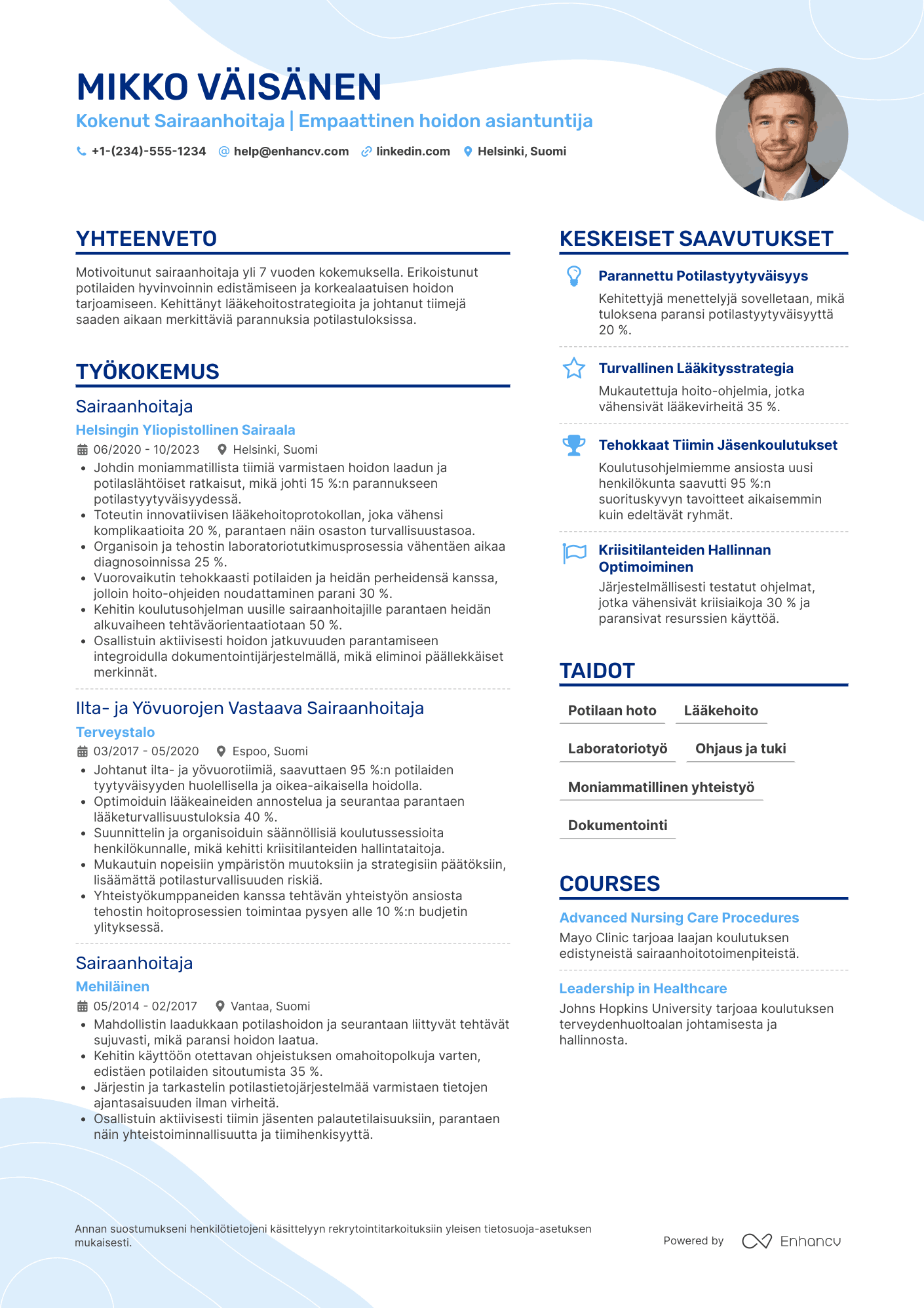 Online CV rakentaja Ilmainen CV ty kalu Enhancv