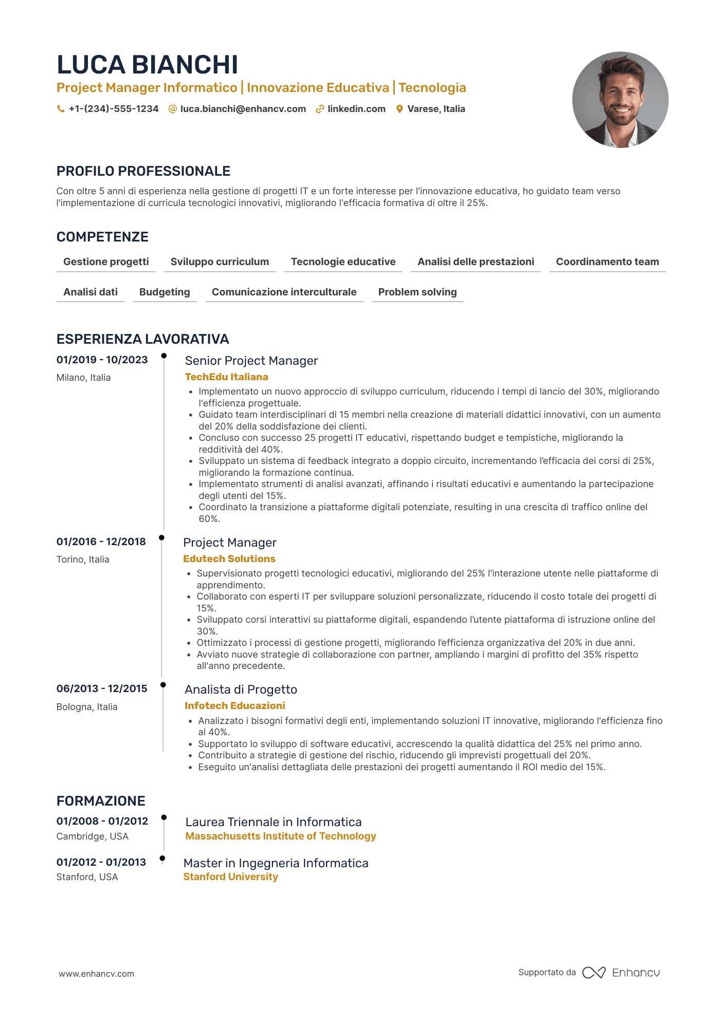 Curriculum project manager informatico