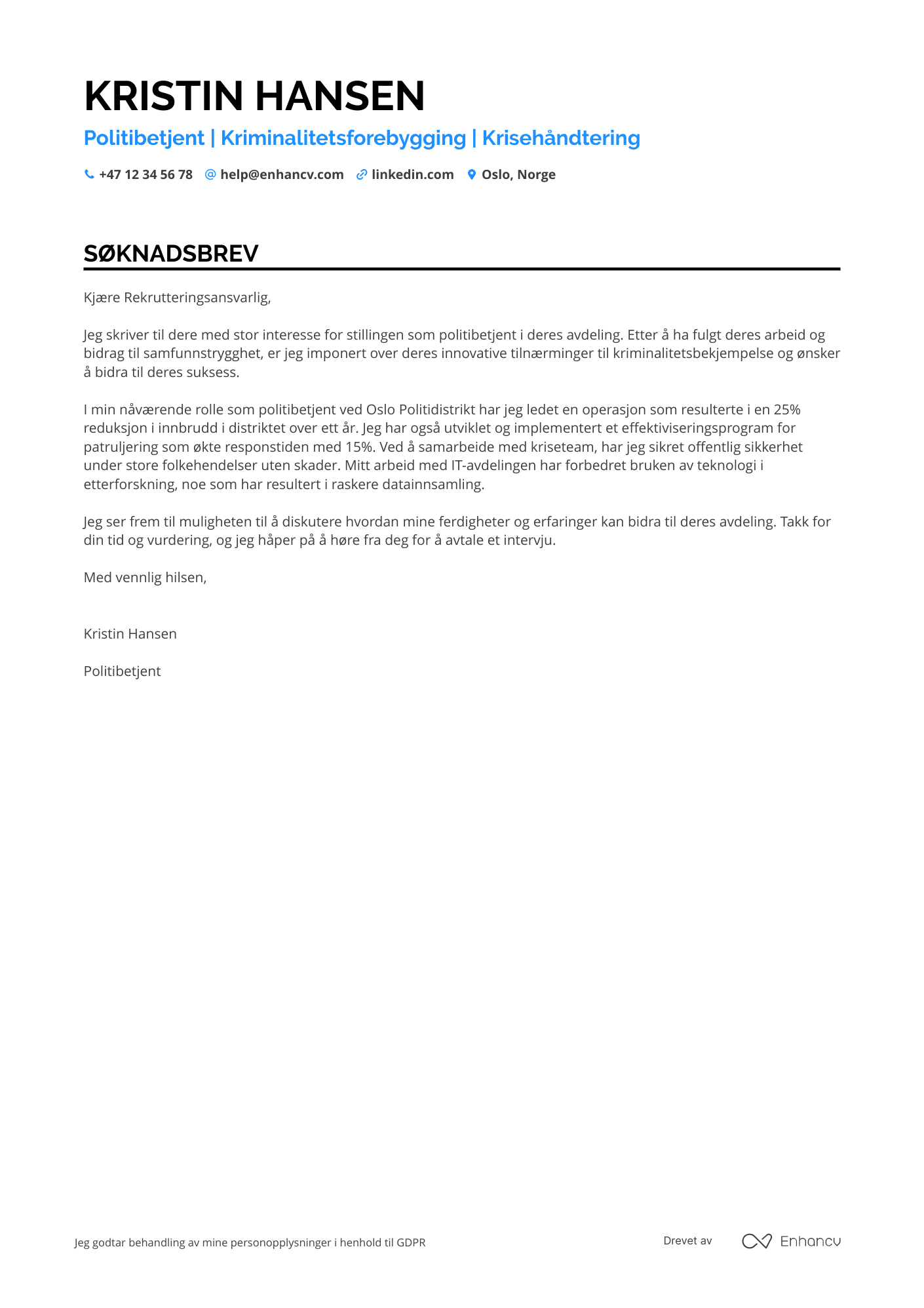 Politibetjent CV