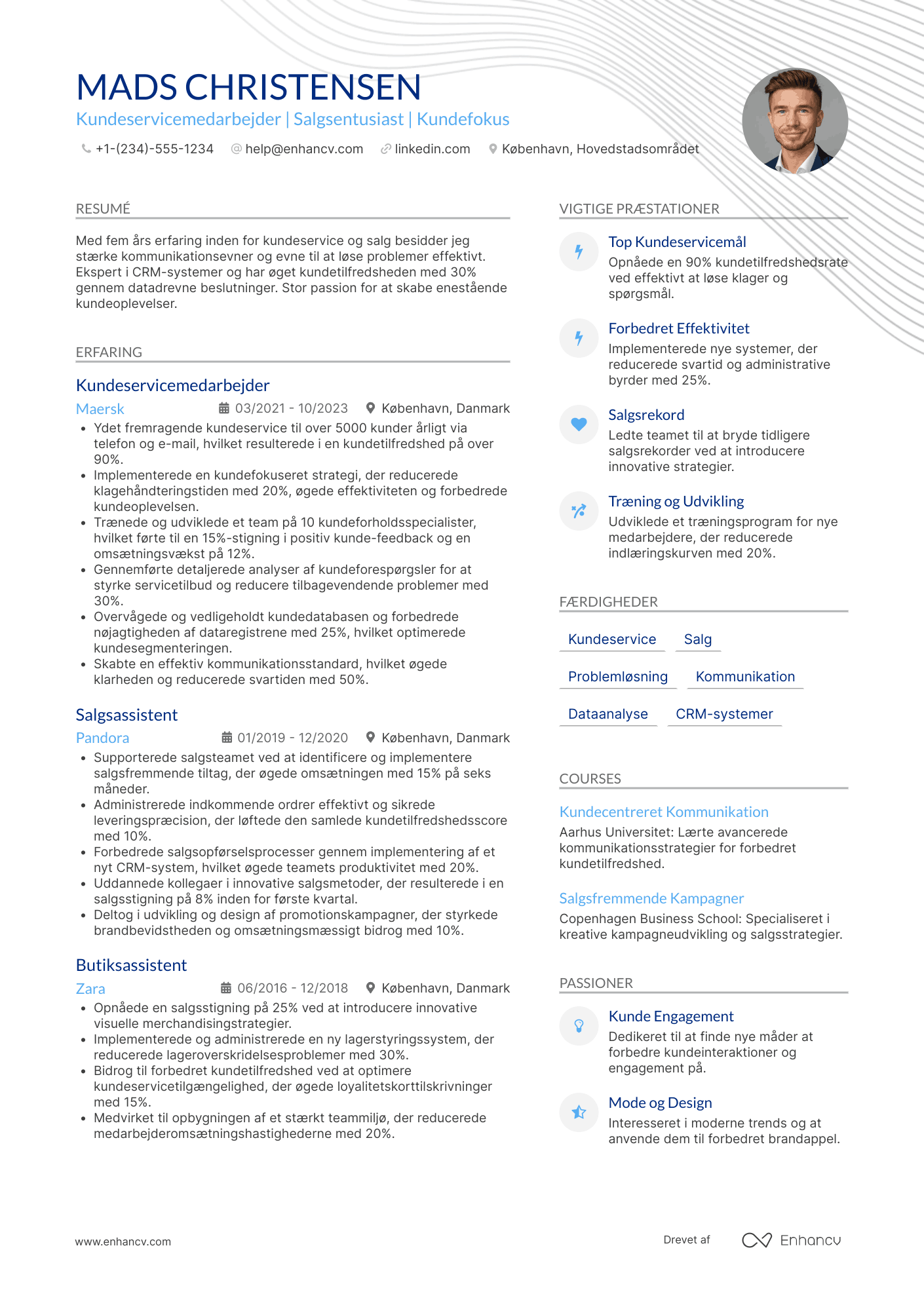 CV til Kundeservicemedarbejder Salgsassistent