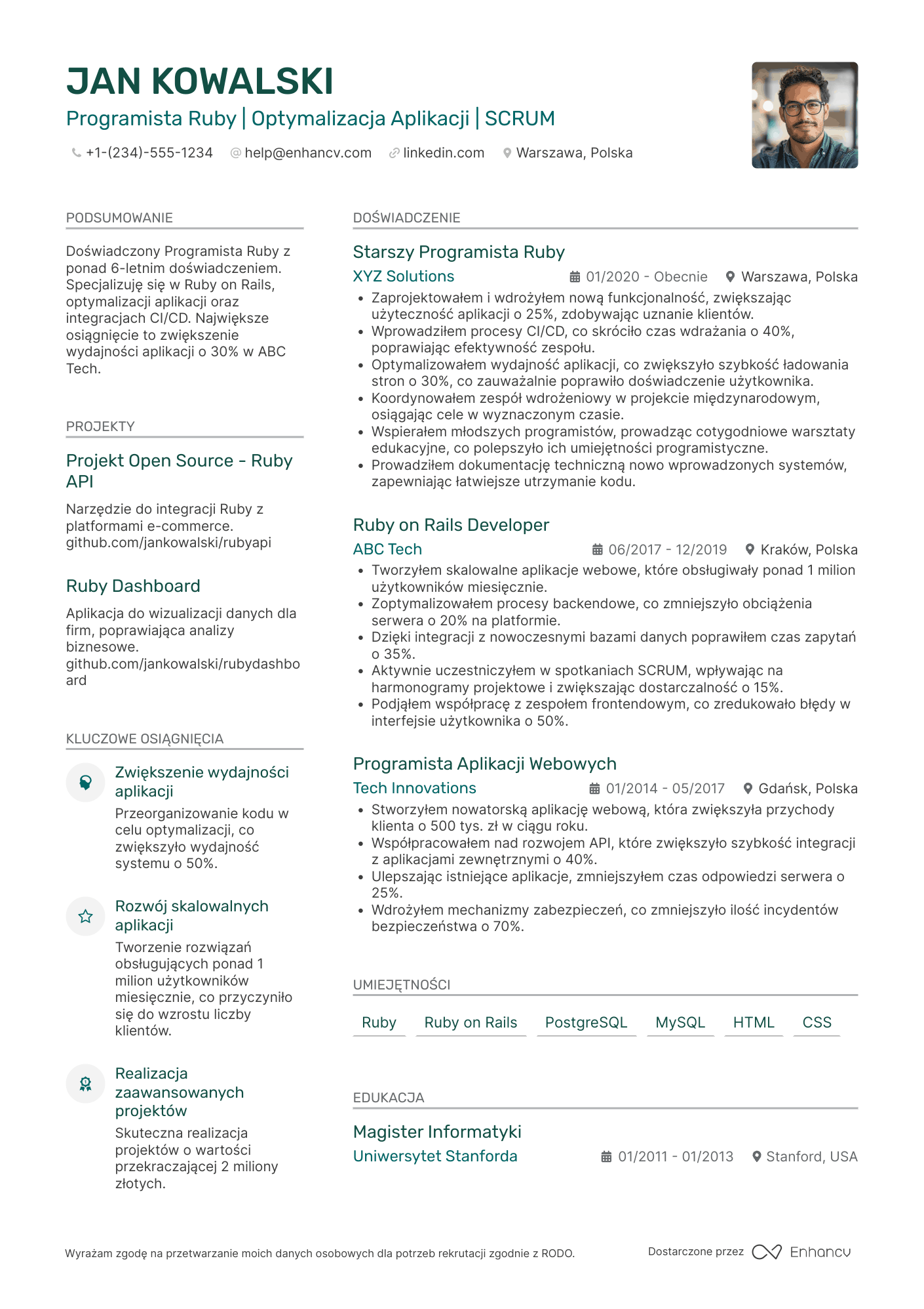 CV dla Programista Ruby