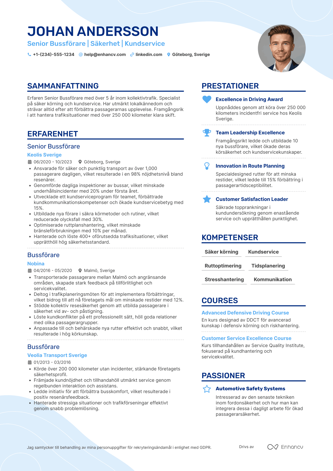 CV för Senior Bussförare