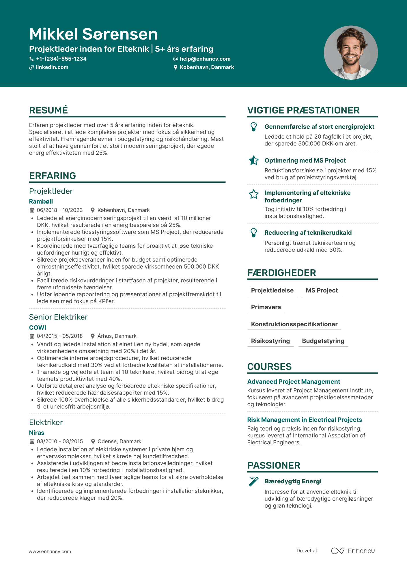 CV til Projektleder – Elteknik