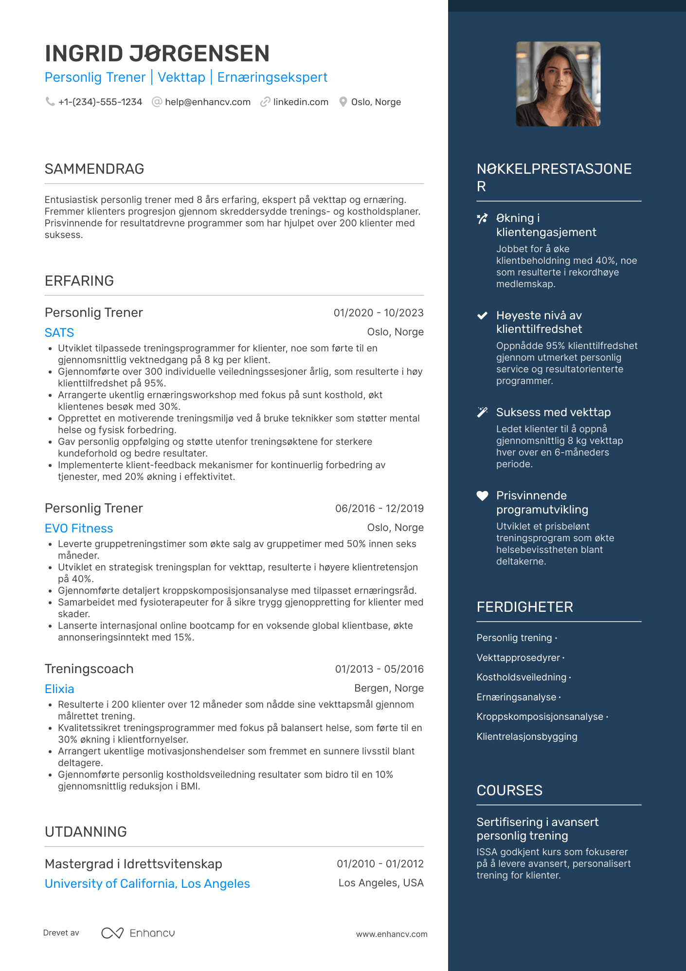 CV for Personlig trener for vekttap