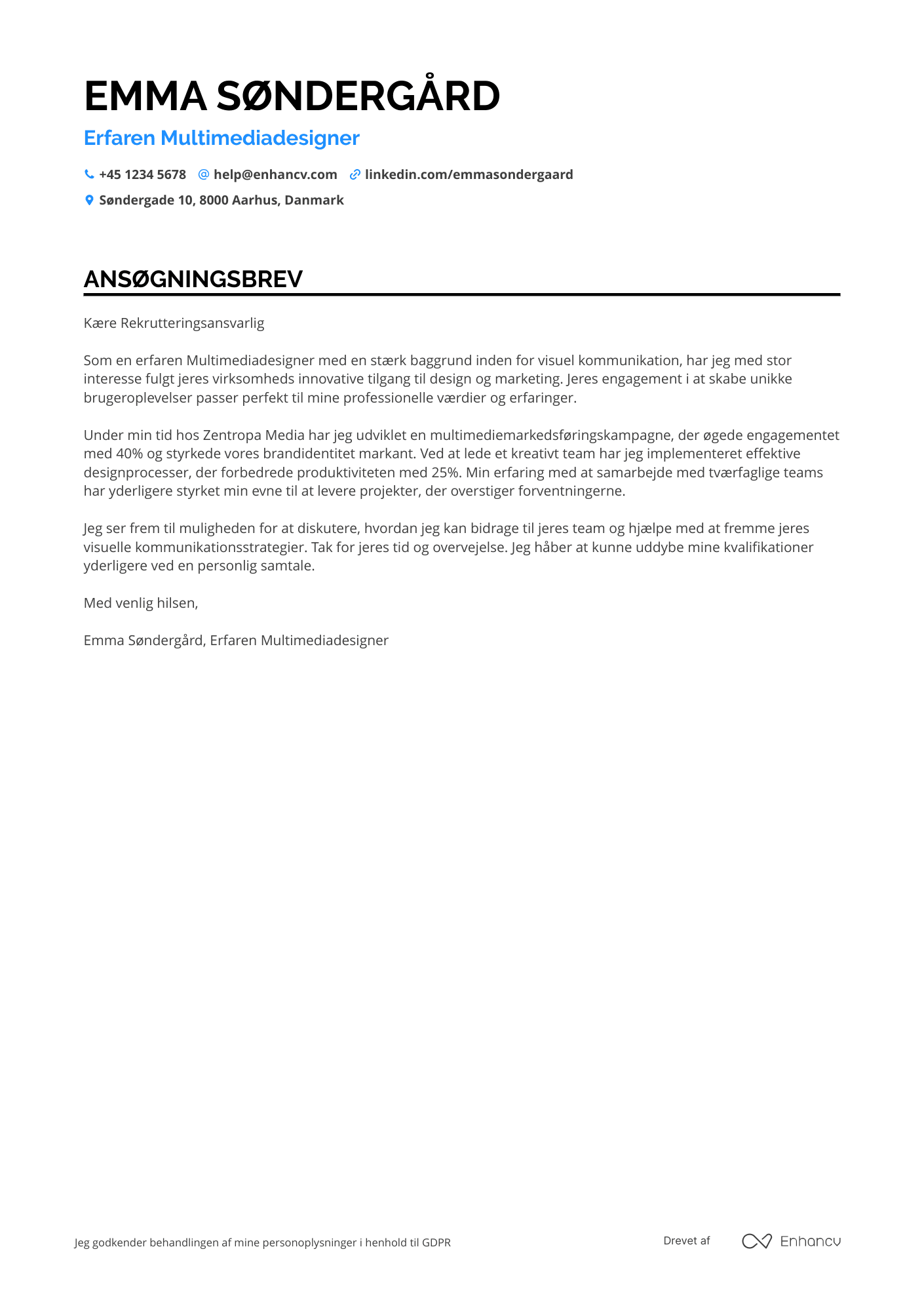 Ansøgningsbrev til Multimediadesigner