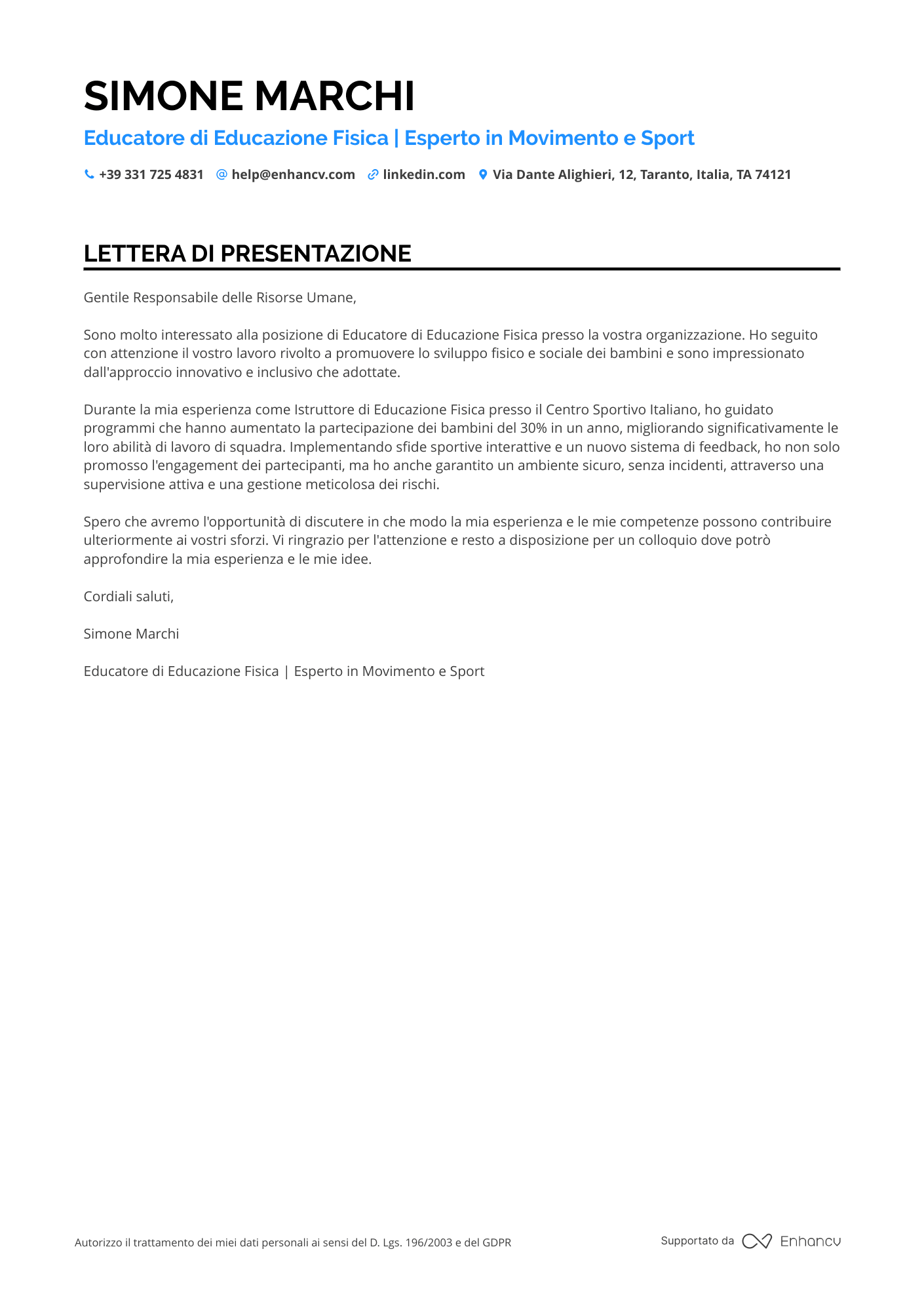 Insegnante di Educazione Fisica