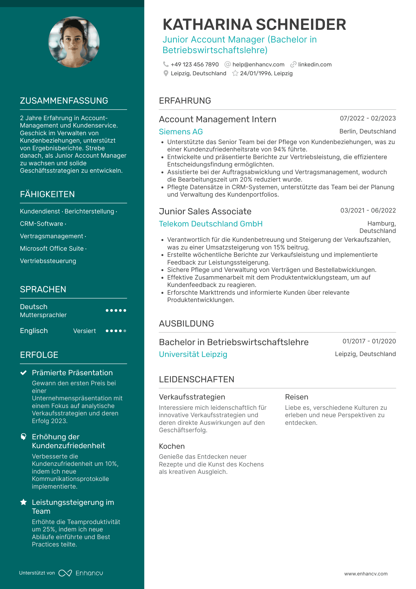 Lebenslauf als Junior Account Manager