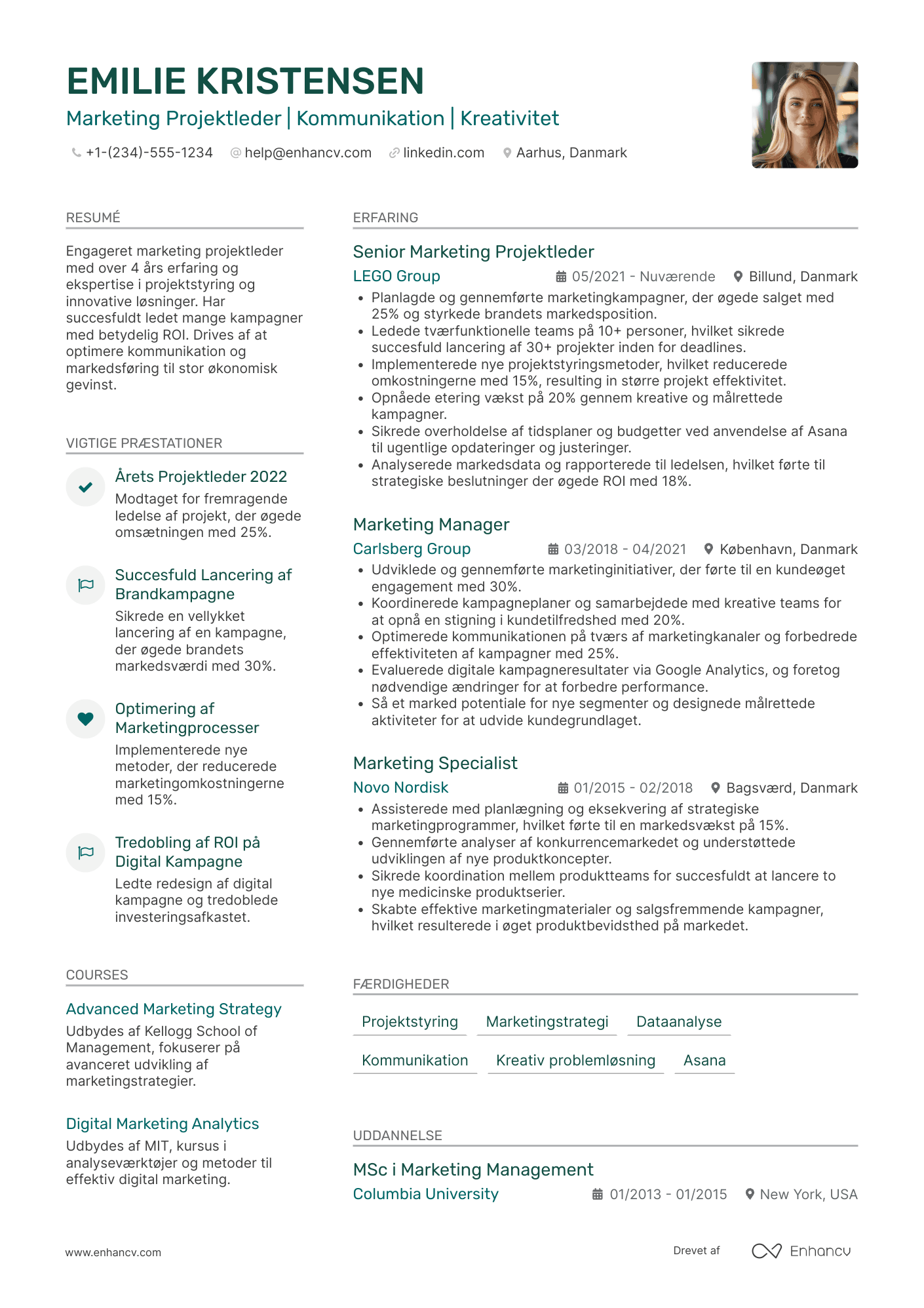 CV til Marketing Projektleder