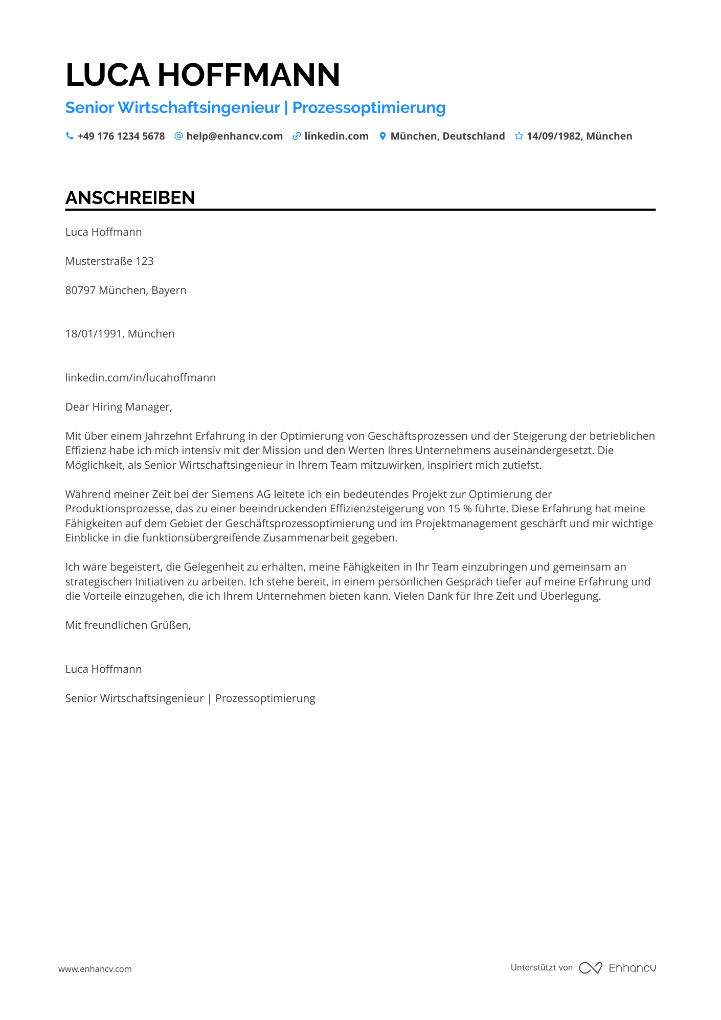 Senior Wirtschaftsingenieur