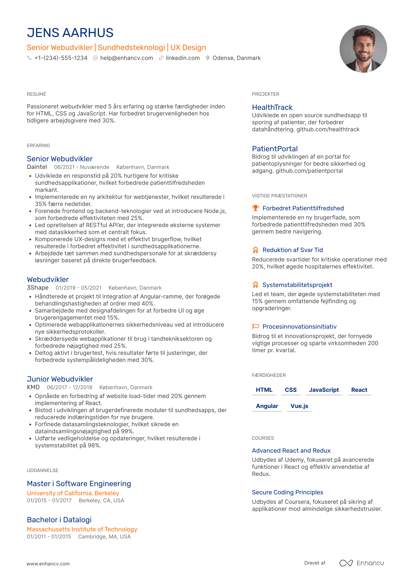 CV til Webudvikler i sundhedssektoren