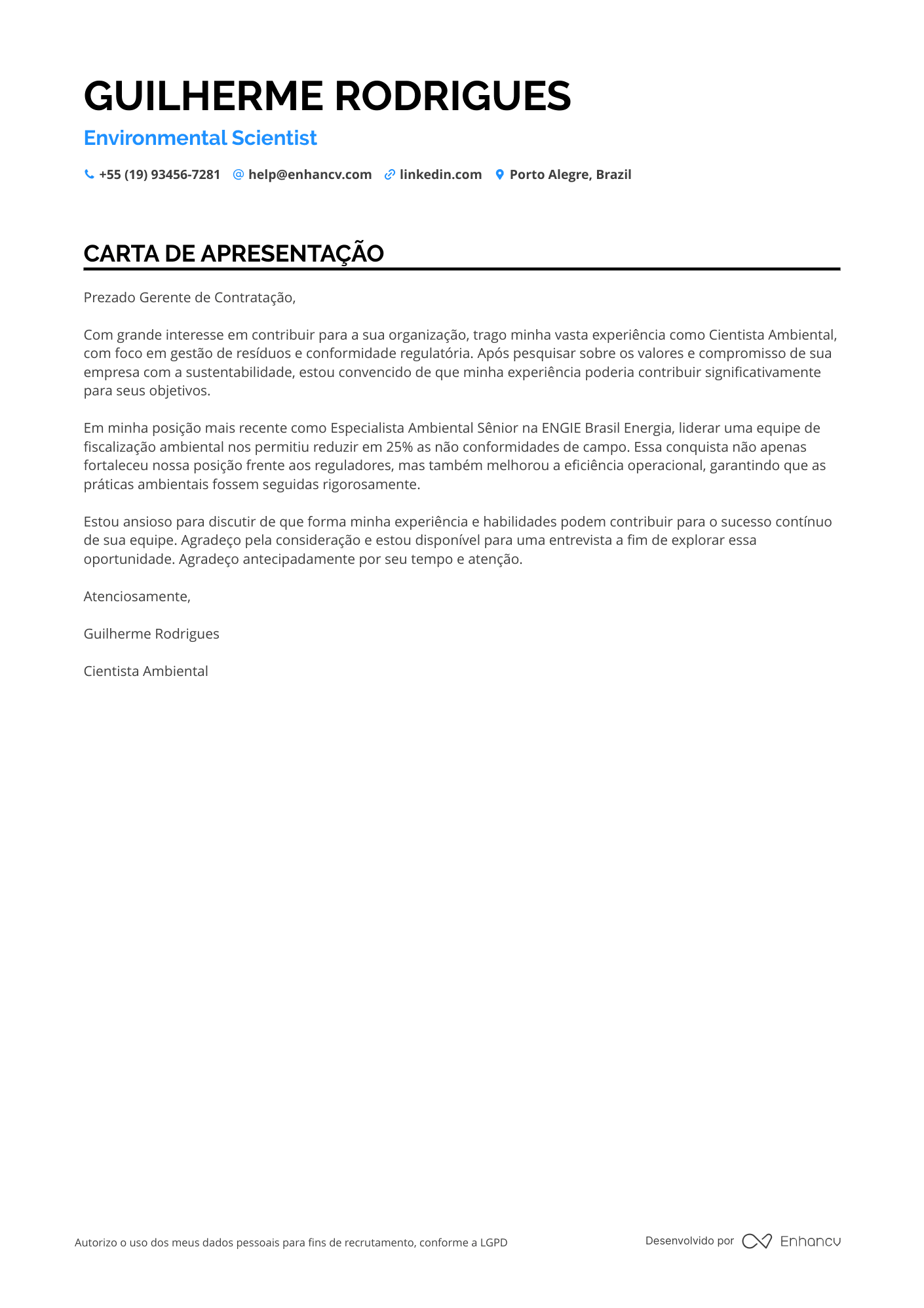 Pesquisador de Ciências Ambientais