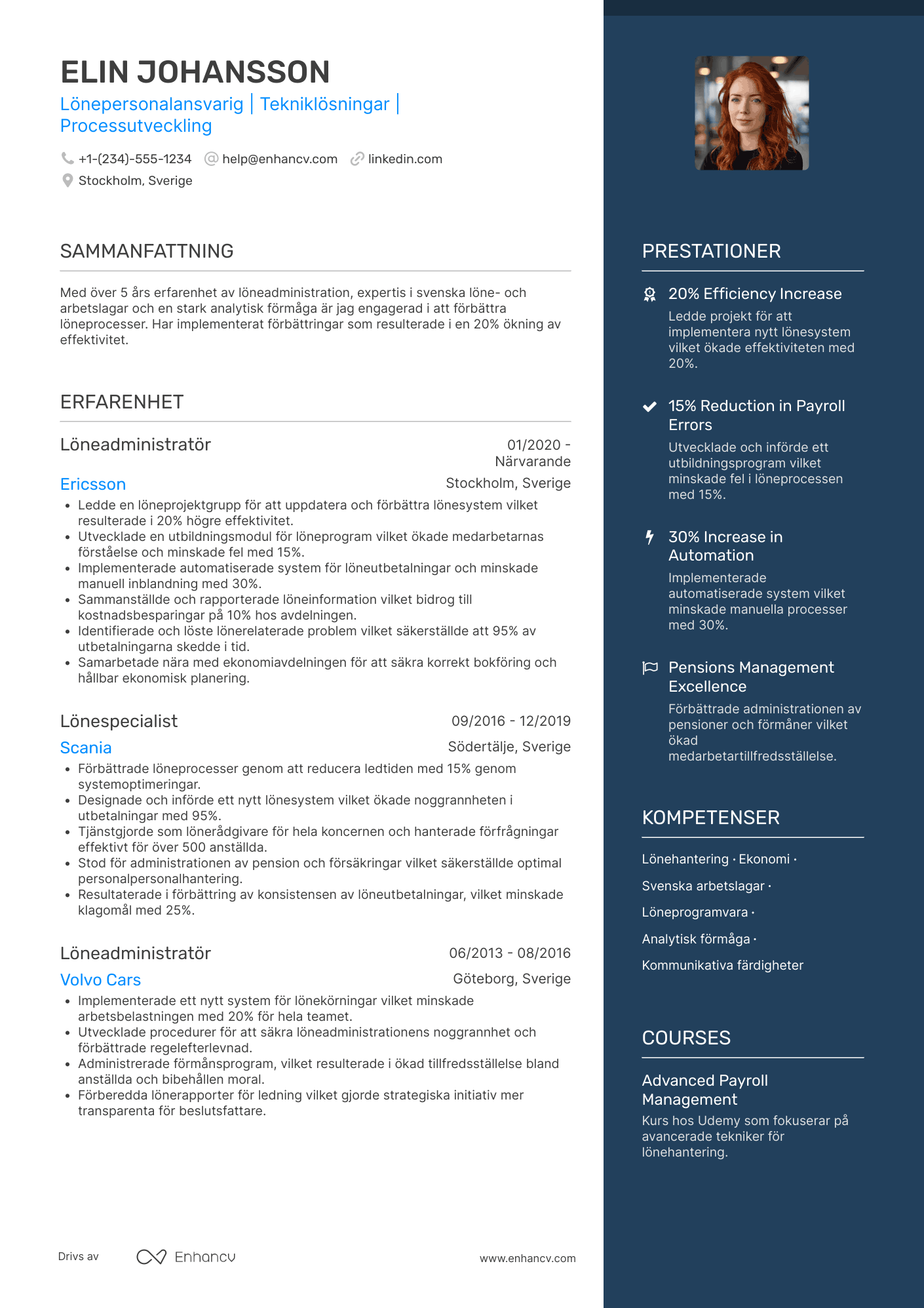 CV för Lönepersonalansvarig