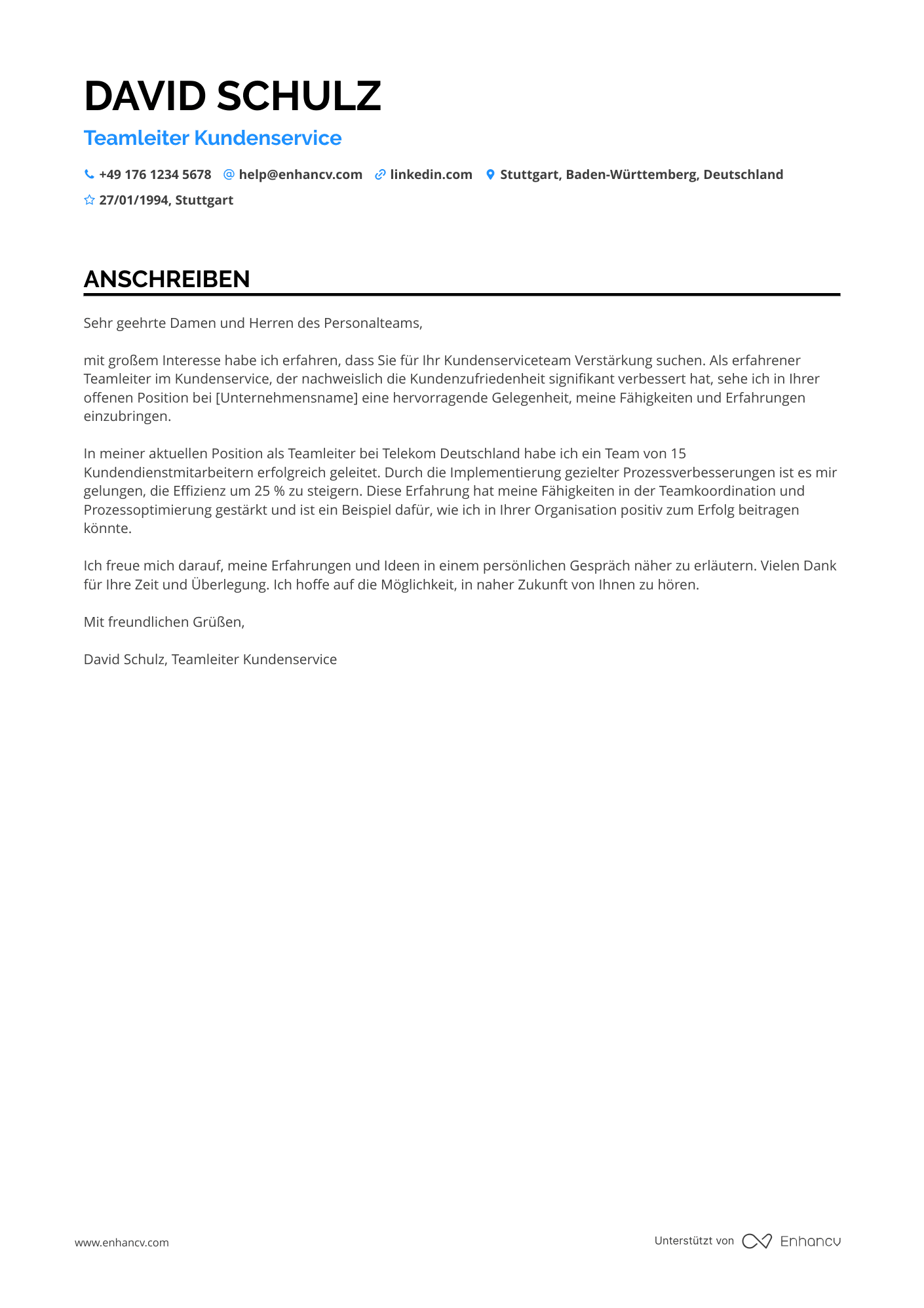 Stellvertretender Manager für Kundenservice