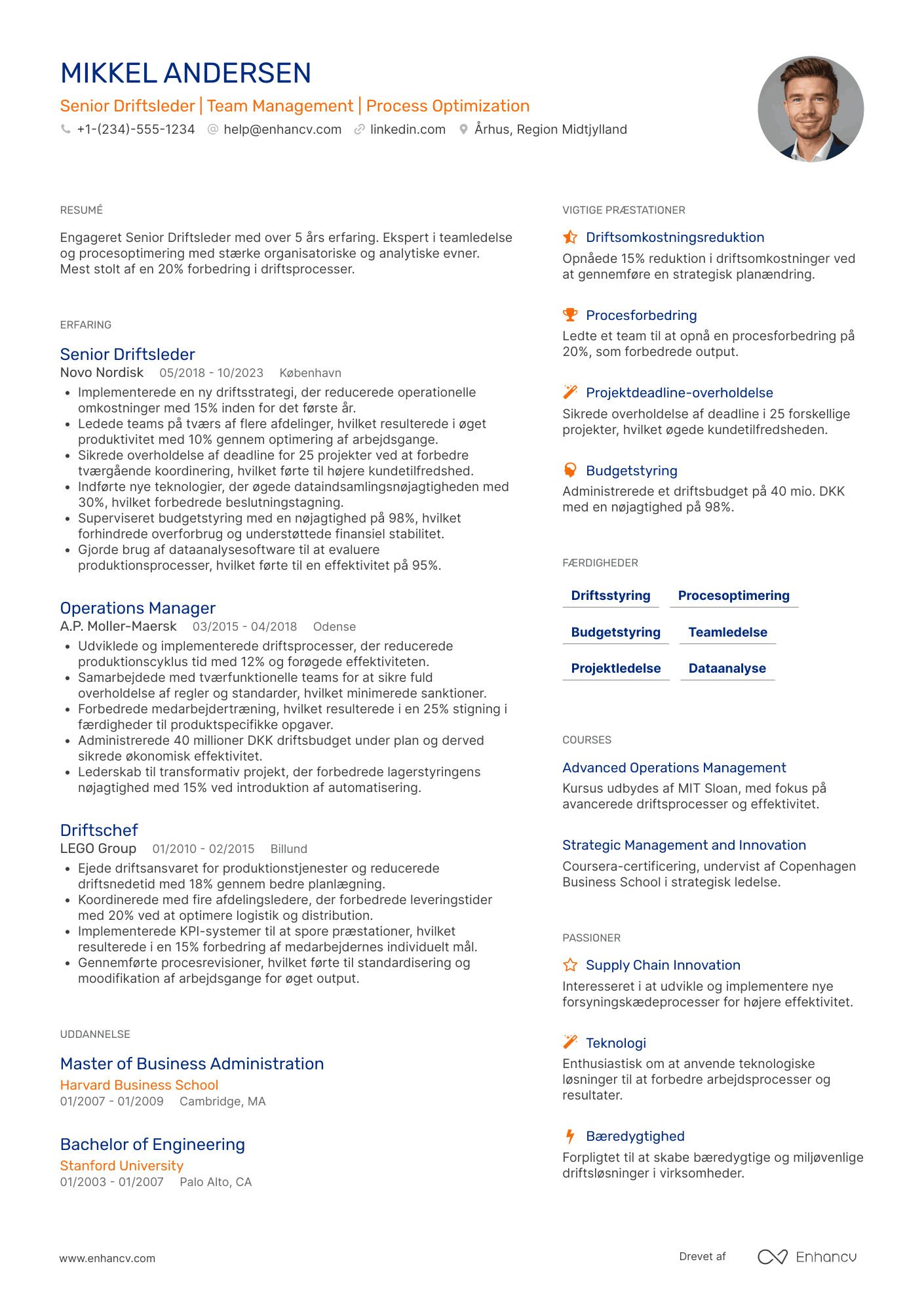 CV til Senior driftsleder
