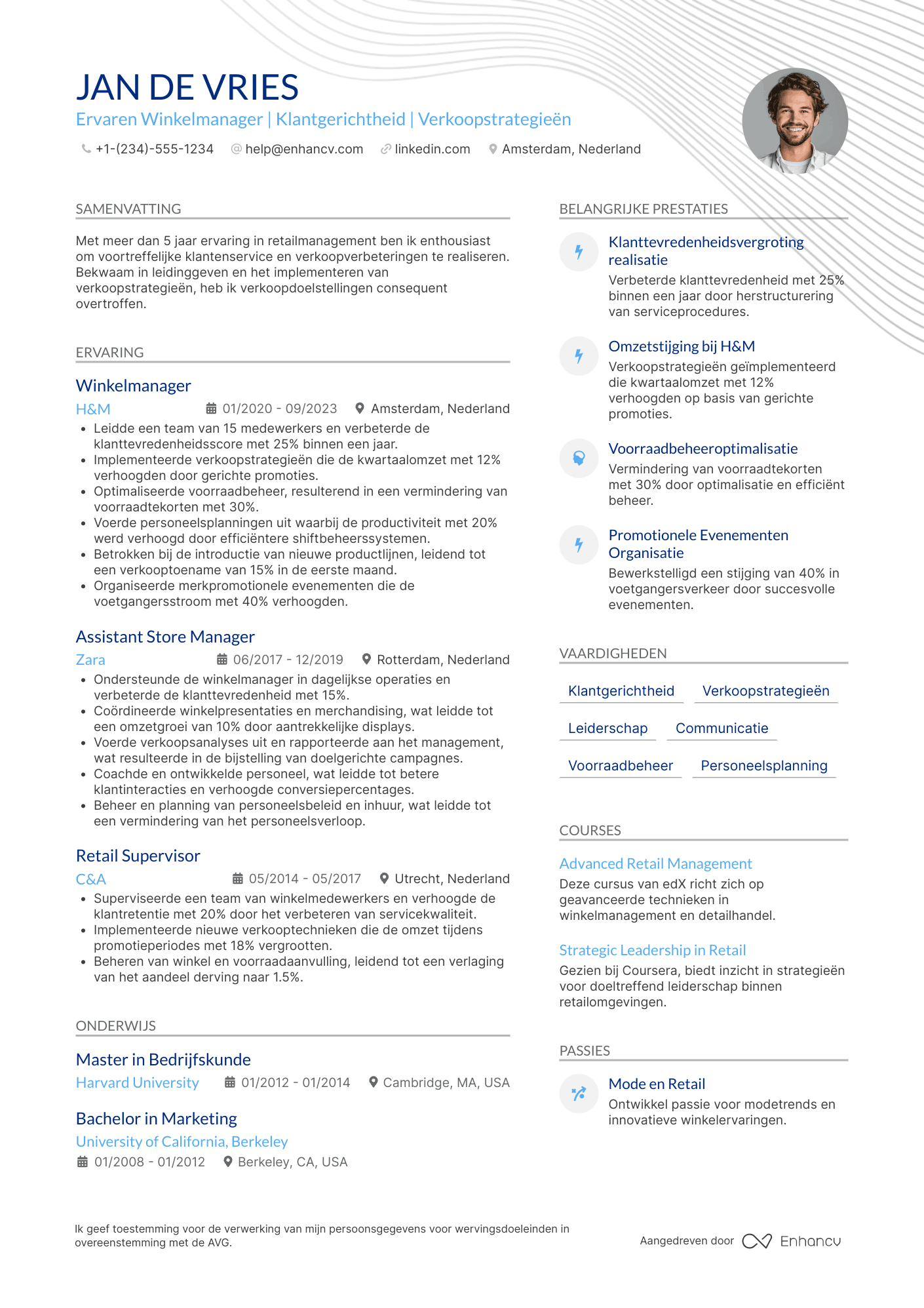 CV voor Kledingzaak Winkelmanager