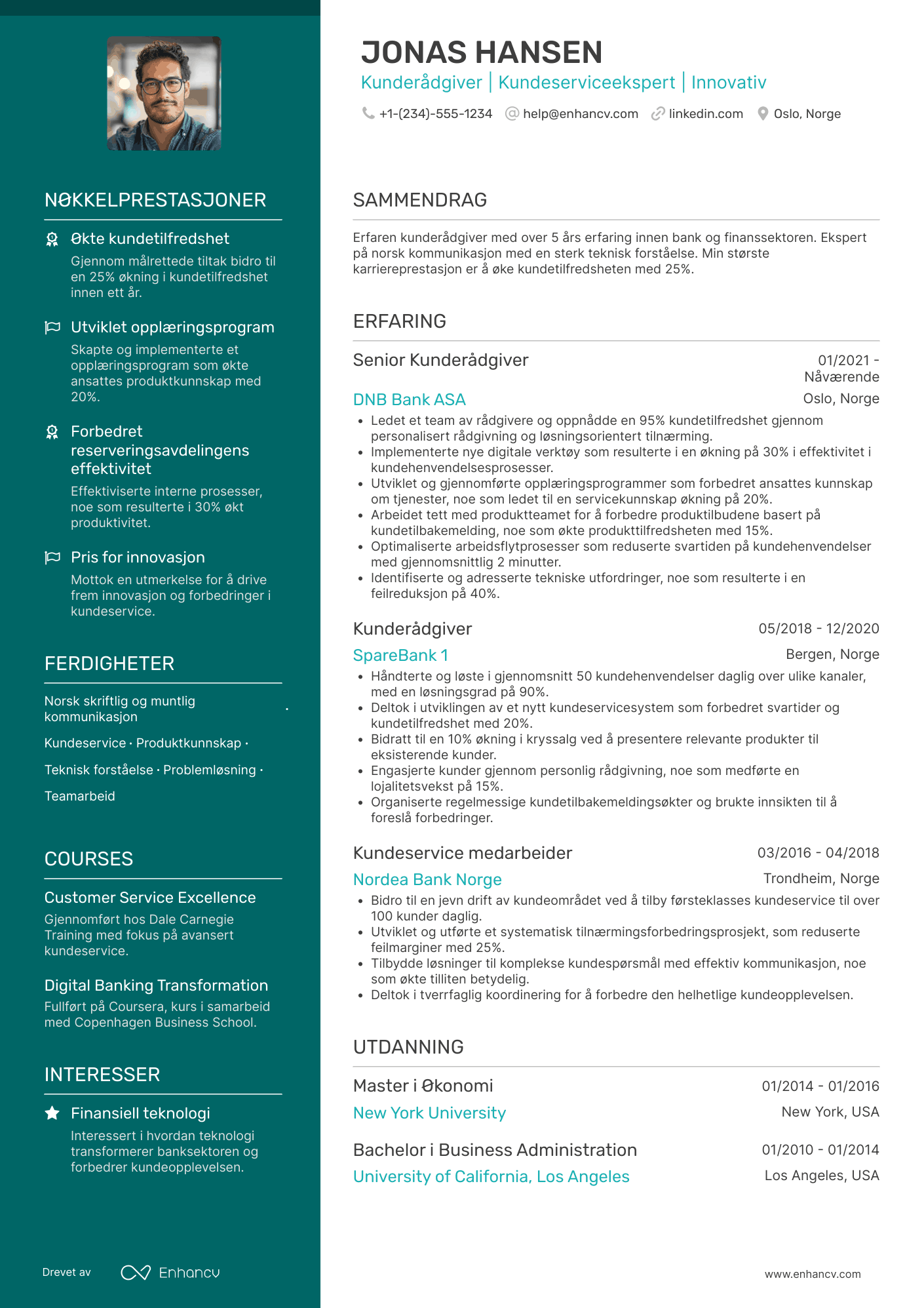 CV for Kunderådgiver i Postbank