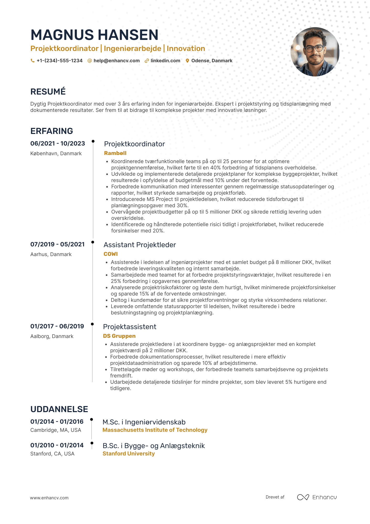 CV til Projektkoordinator – ingeniørarbejde