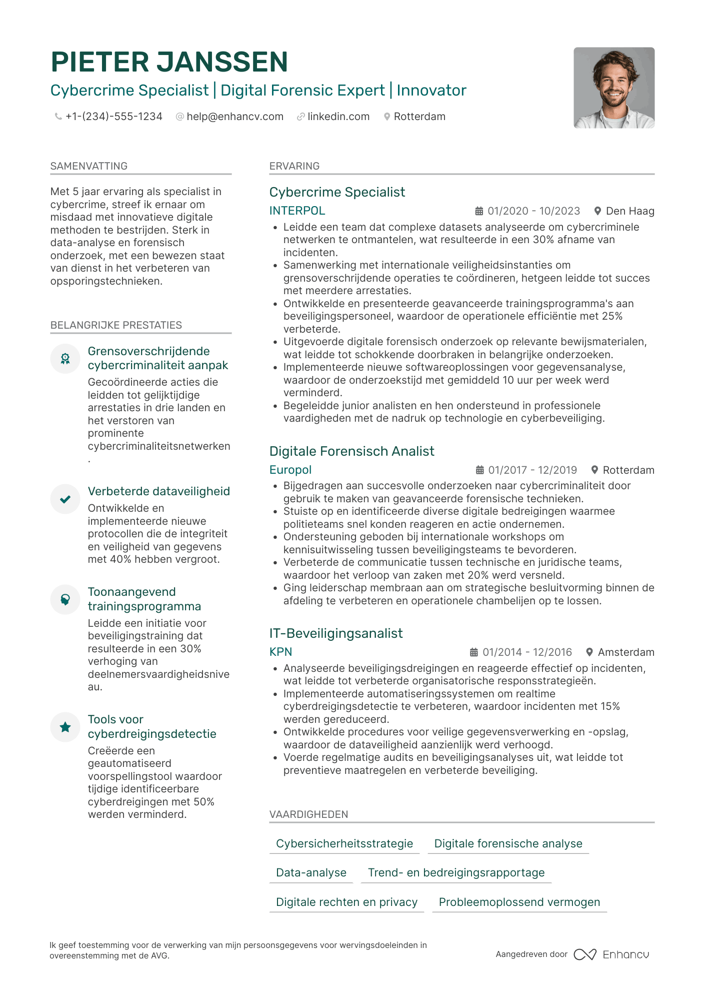 CV voor Cybercrime Politiemedewerker