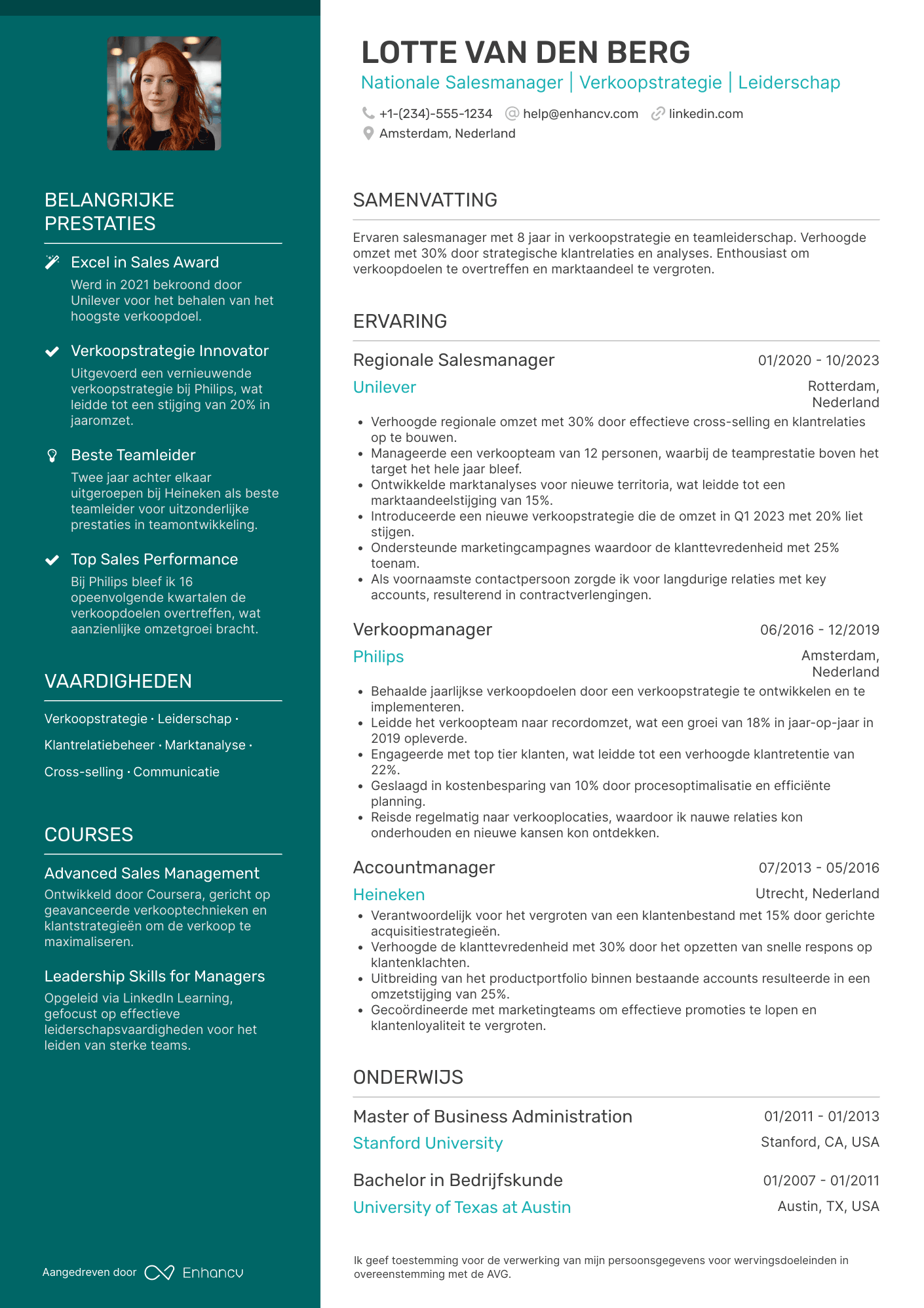CV voor Nationale Salesmanager
