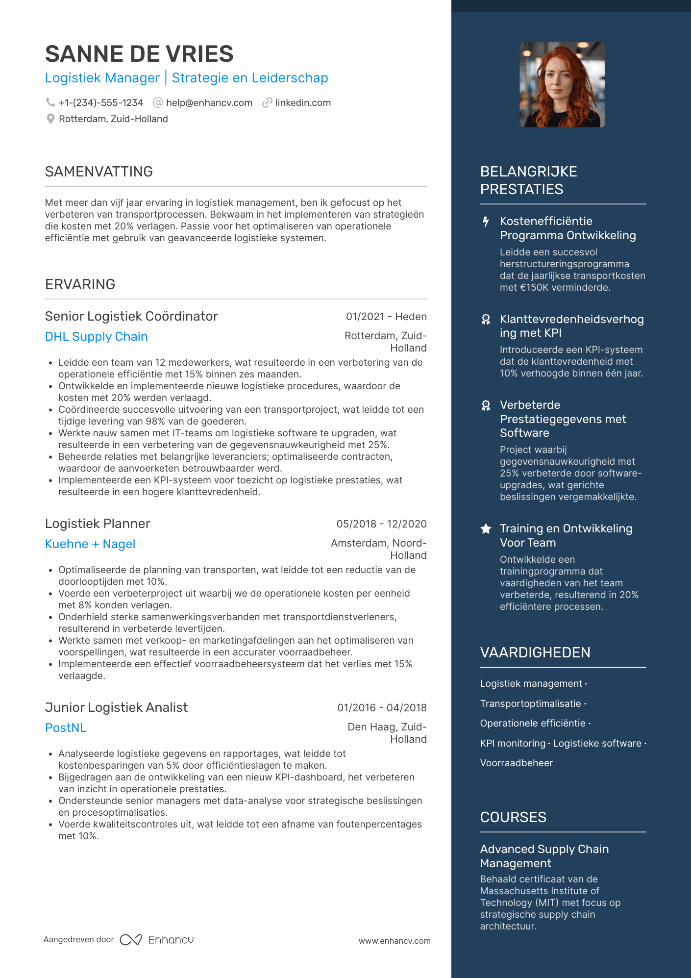 CV voor Logistiek Manager Transport