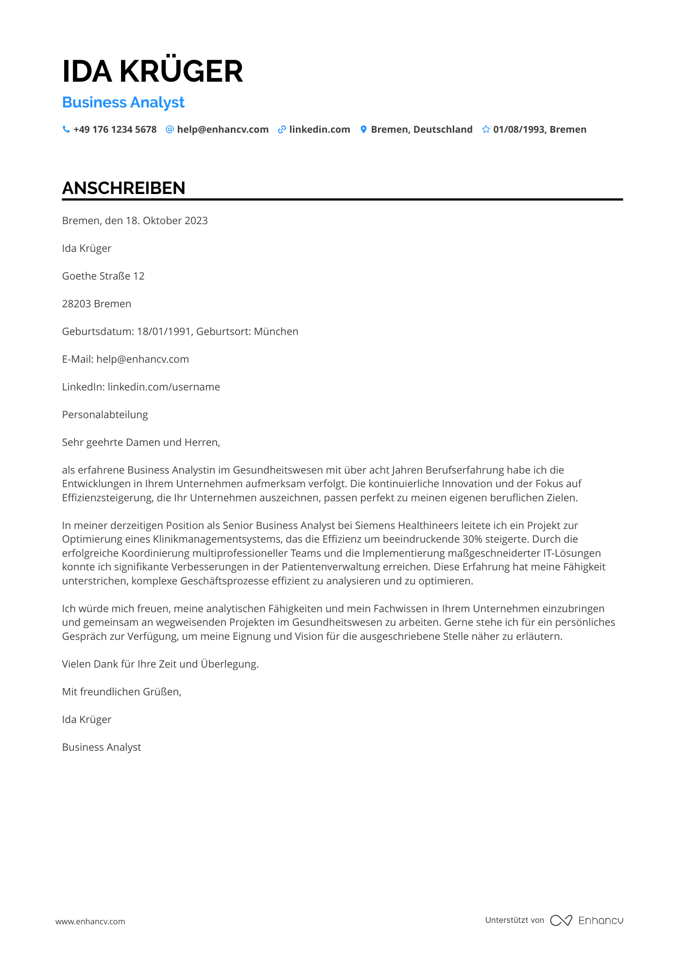 Business Analyst für Gesundheitswesen