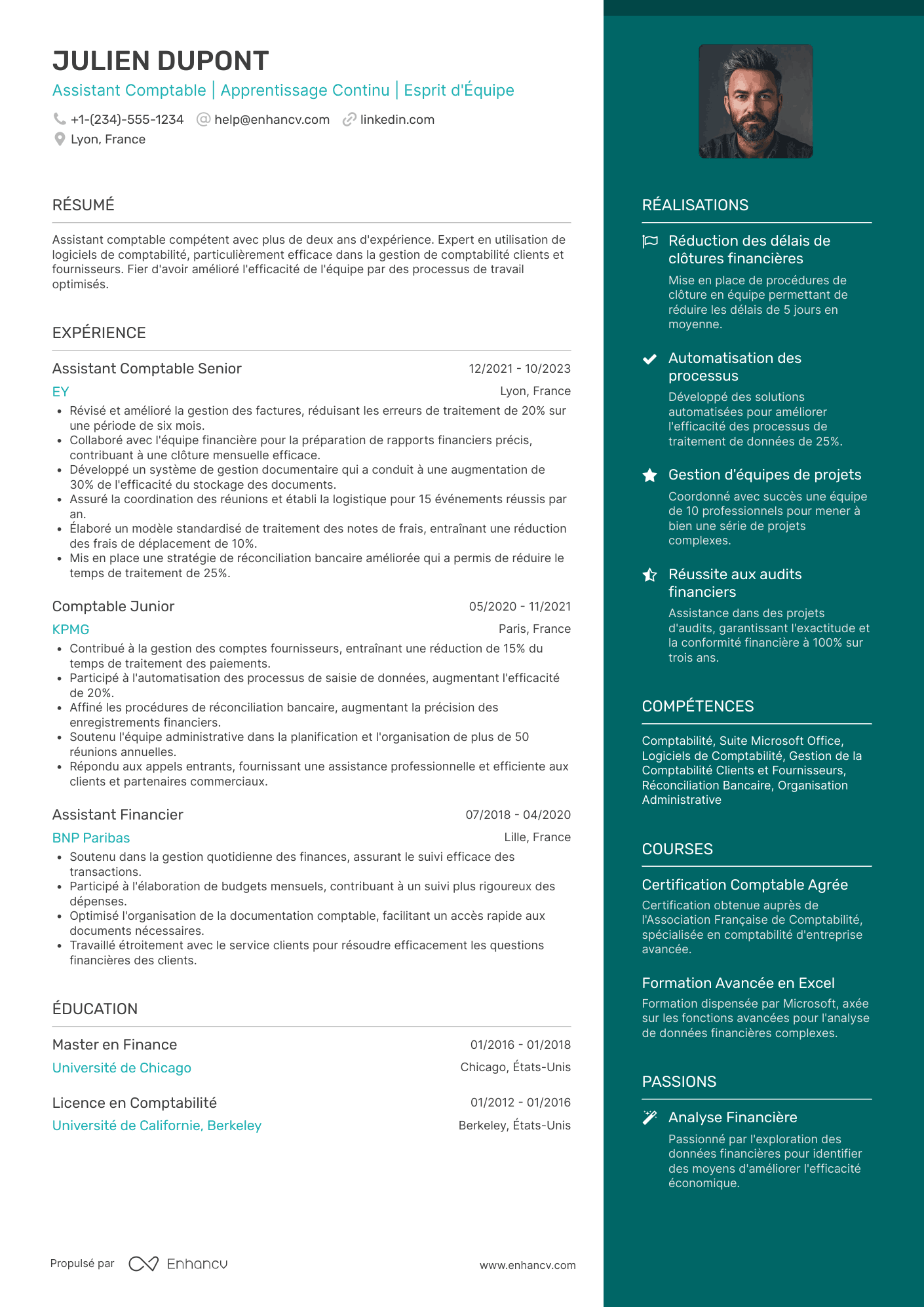 Modèle de CV d’assistant comptable et administratif