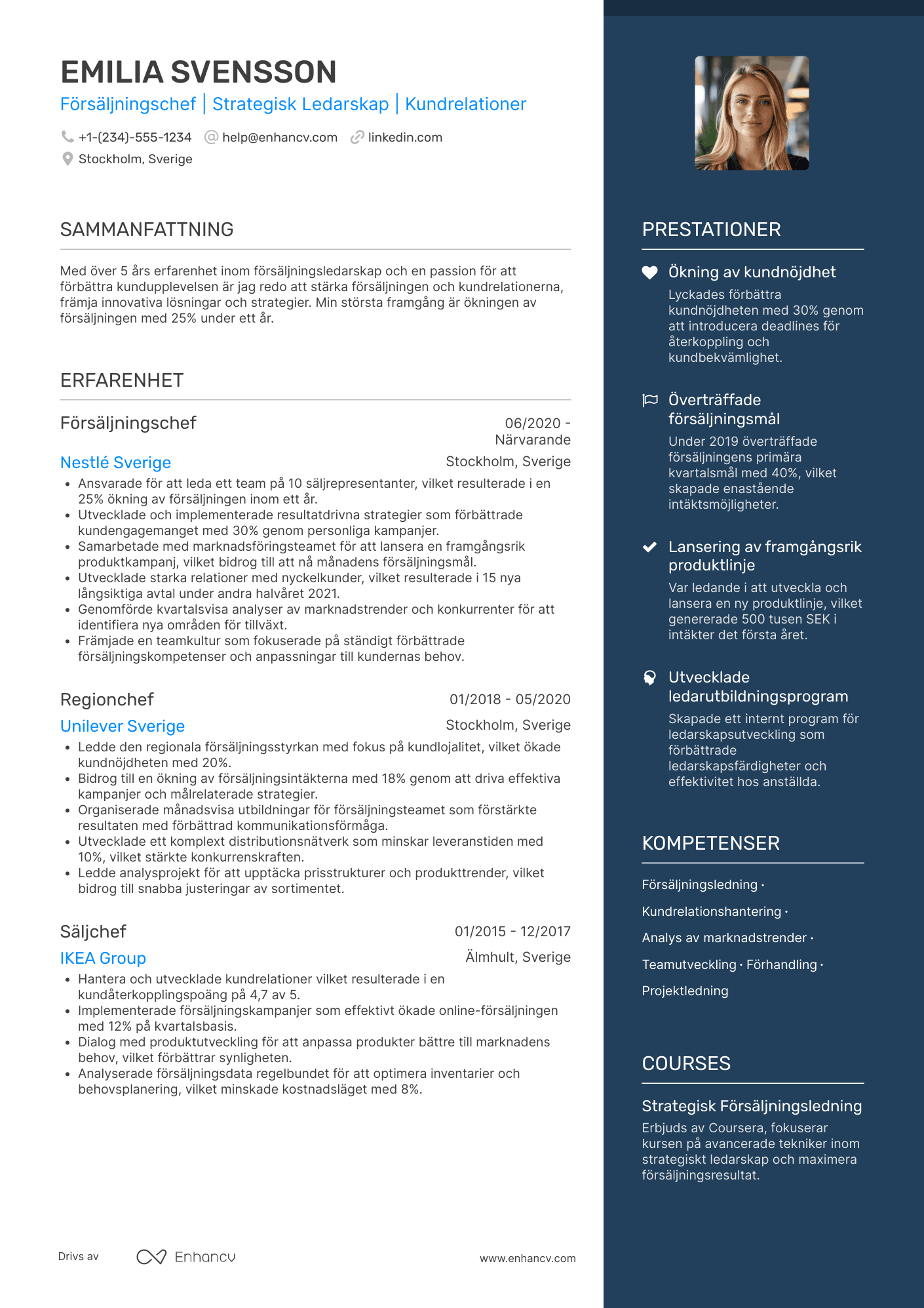 CV för Försäljningschef För Konsumentvaror