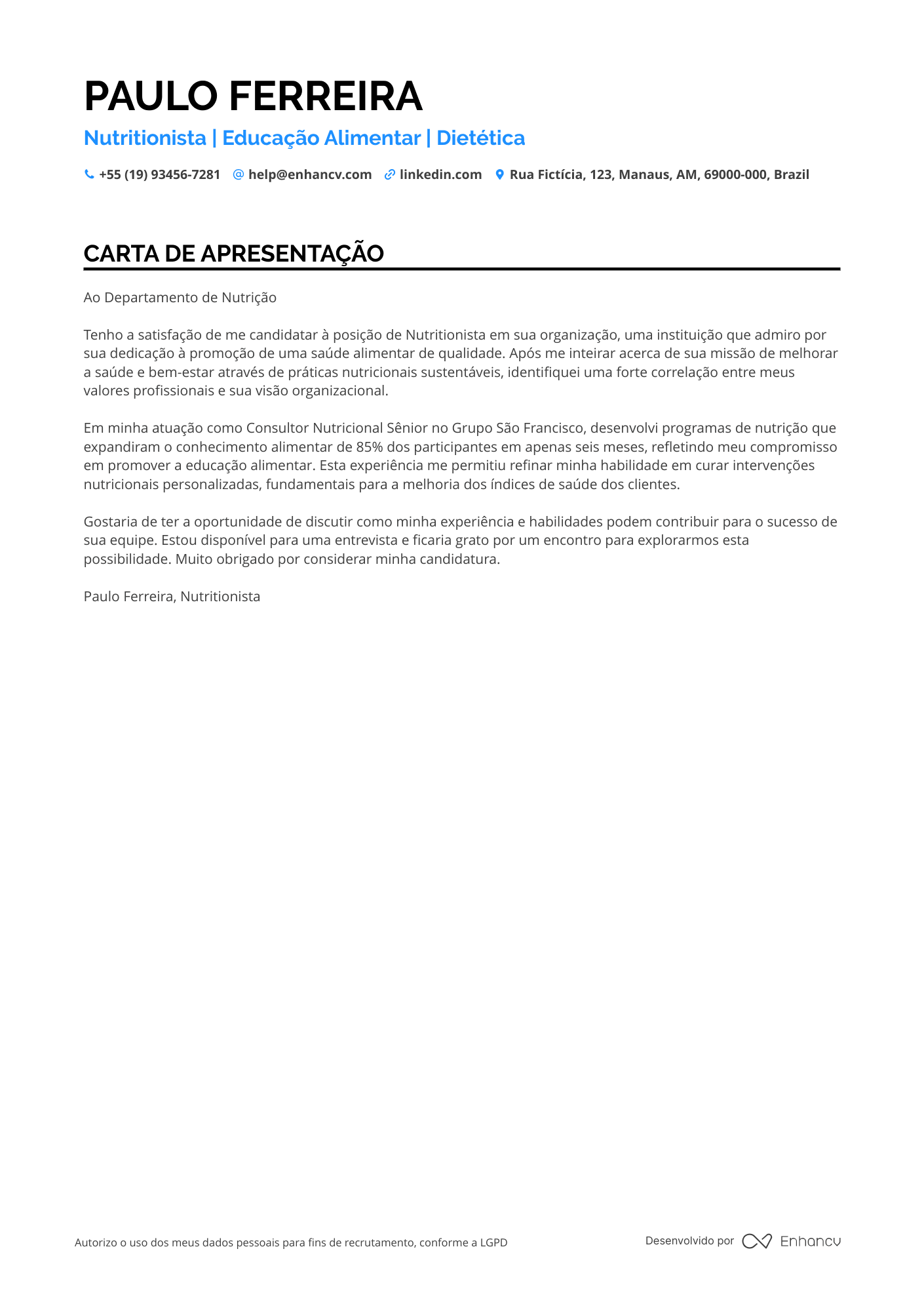 Nutricionista Meio período