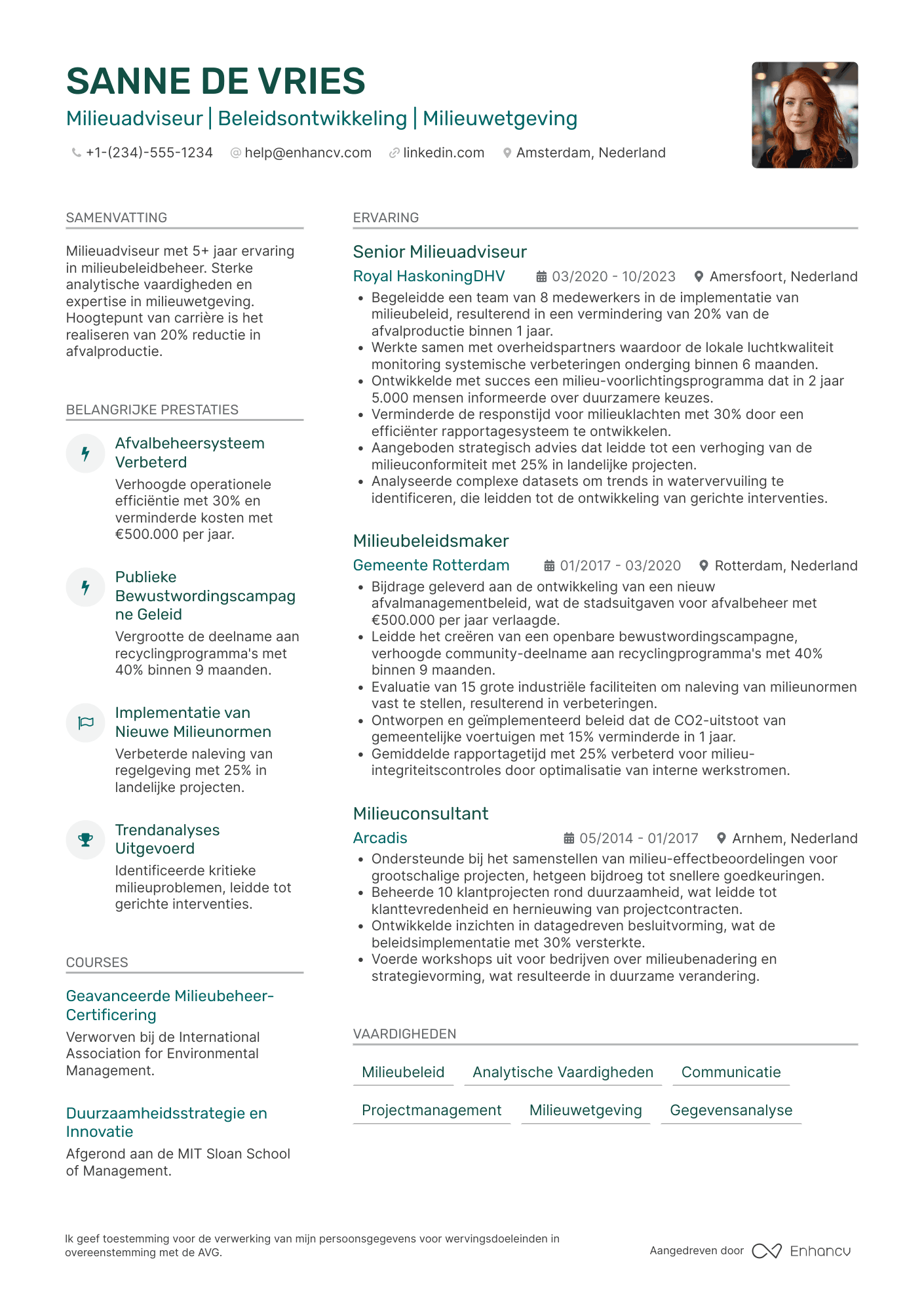 CV voor Ambtenaar Milieu