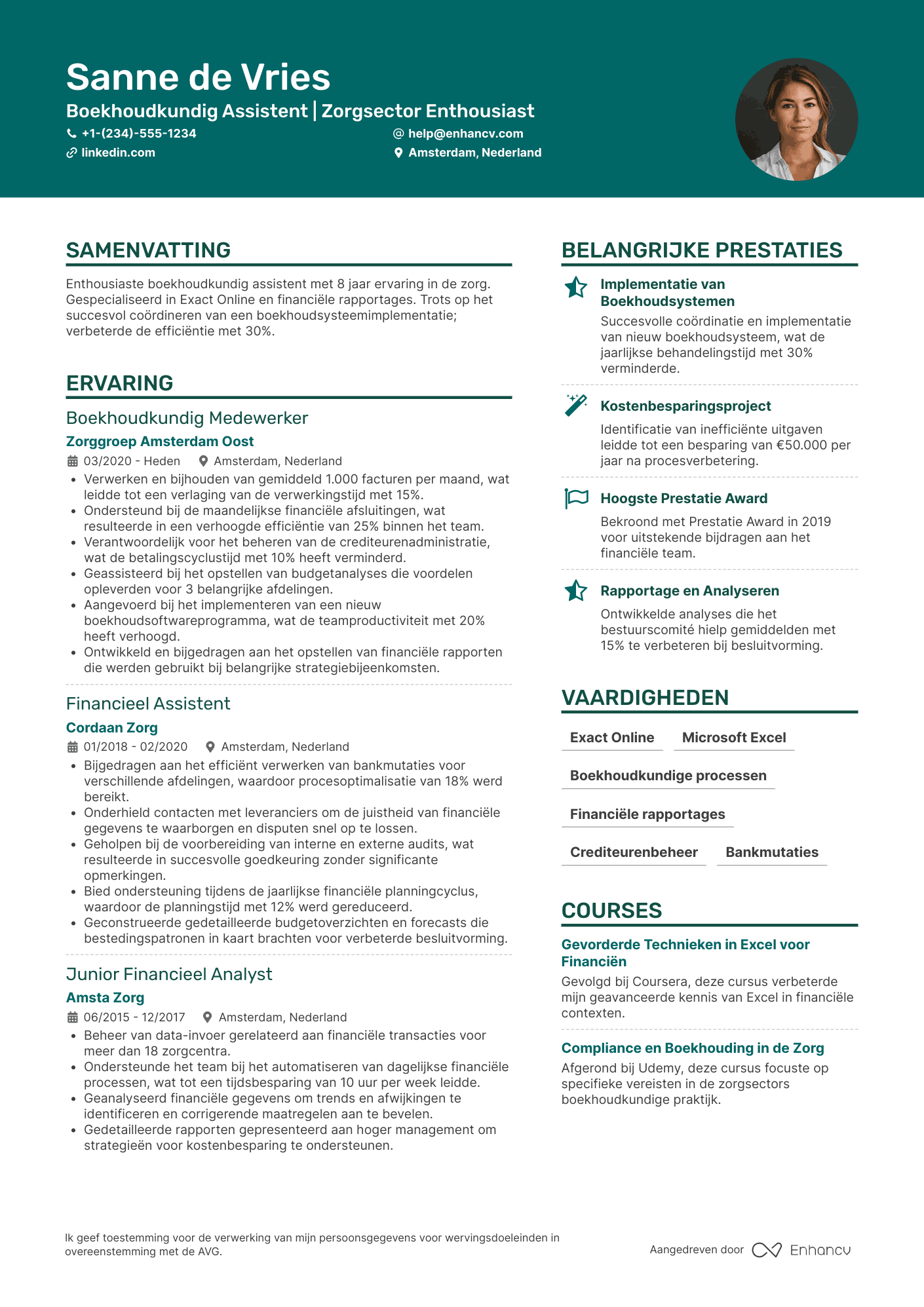 CV voor Boekhoudkundig Assistent in de Zorg