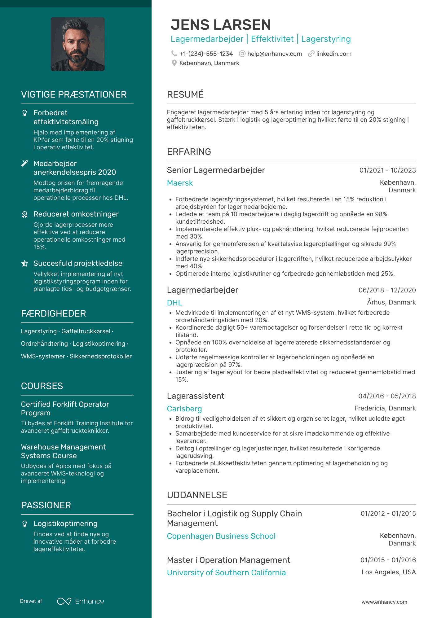 CV til Lagermedarbejder med kørekort til gaffeltruck