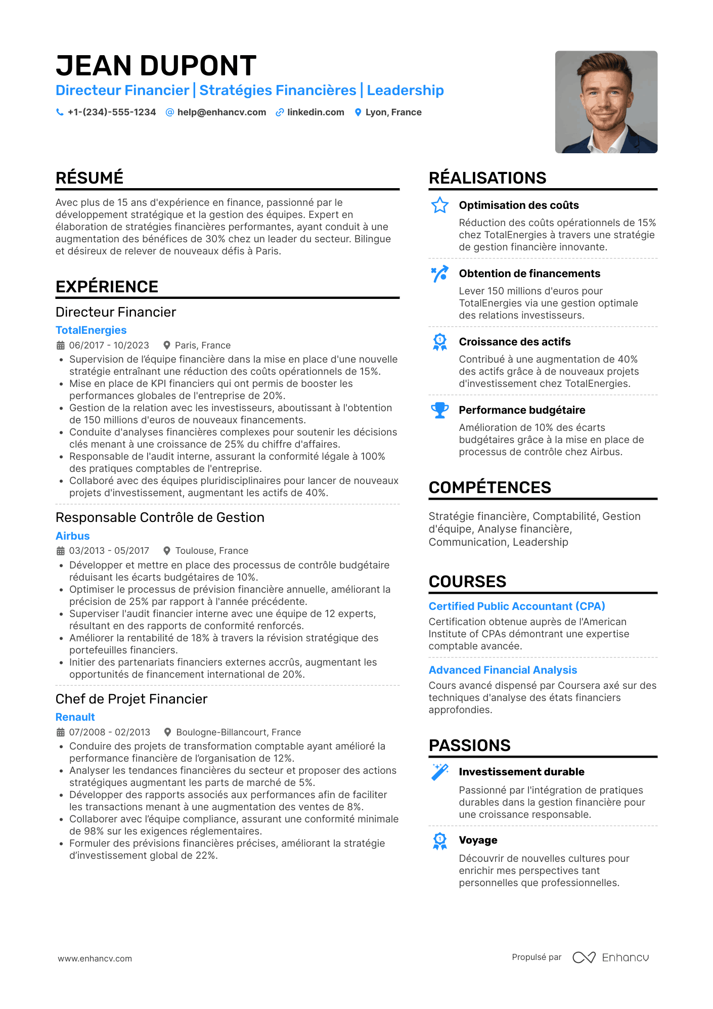 CV de directeur financier