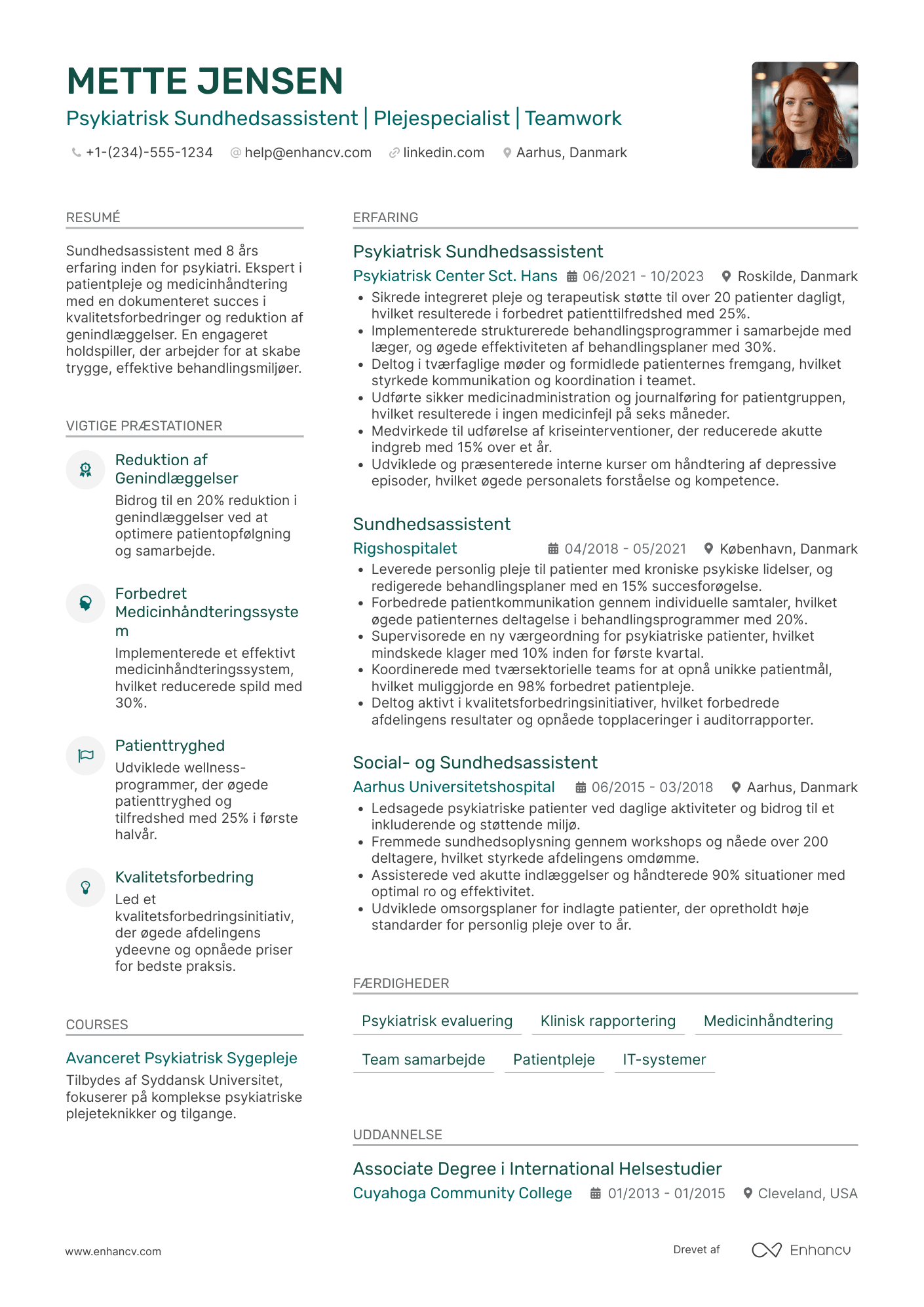 CV til Psykiatrisk sundhedsassistent