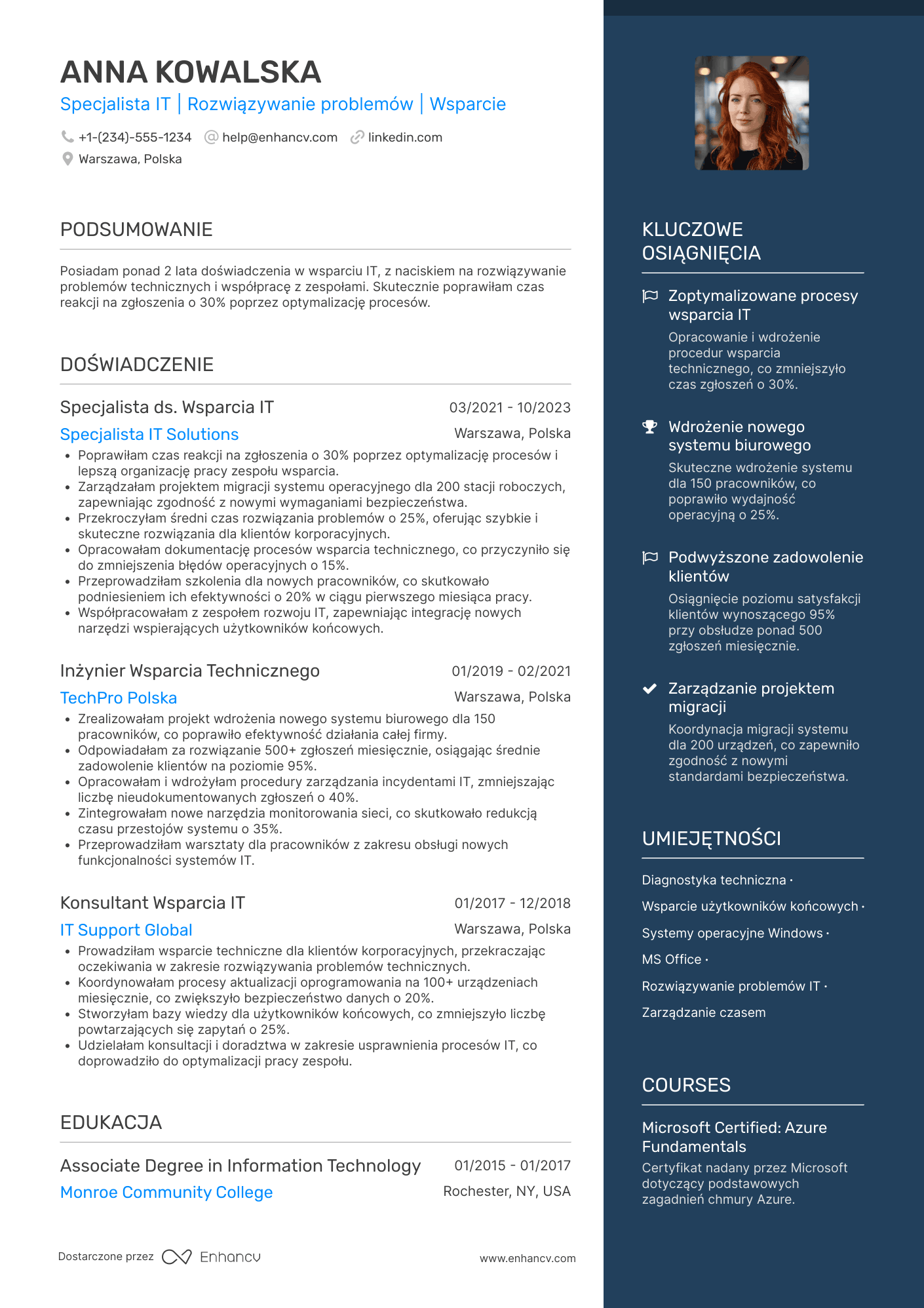 CV dla Specjalista IT ds. Wsparcia Technicznego