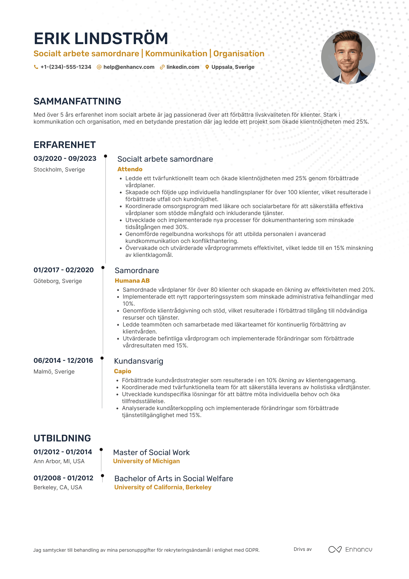 CV för Socialt arbete samordnare