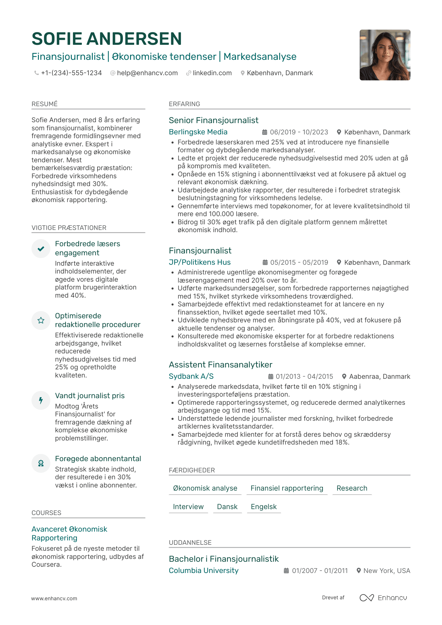 CV til Finansjournalist
