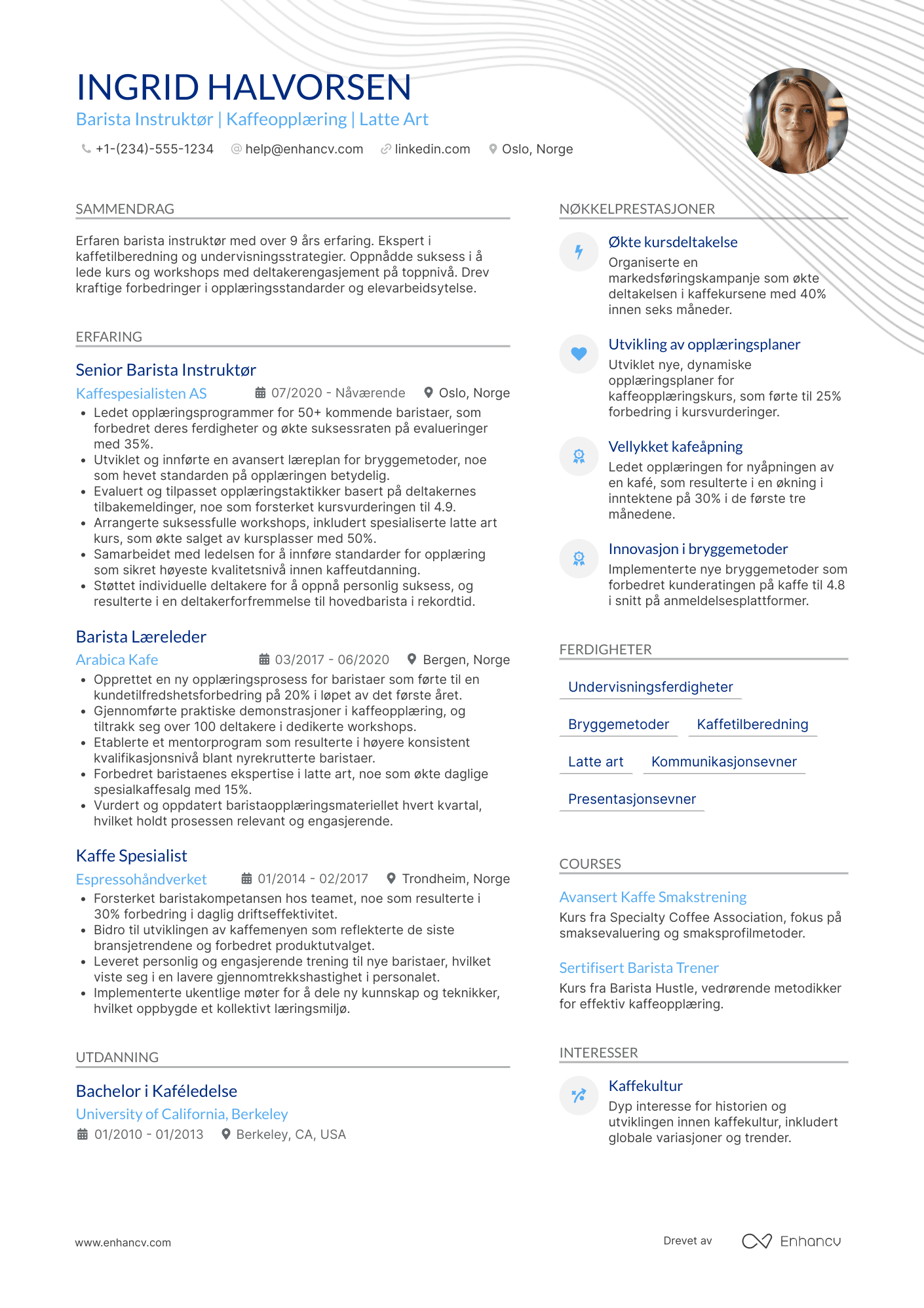 CV for Barista Instruktør