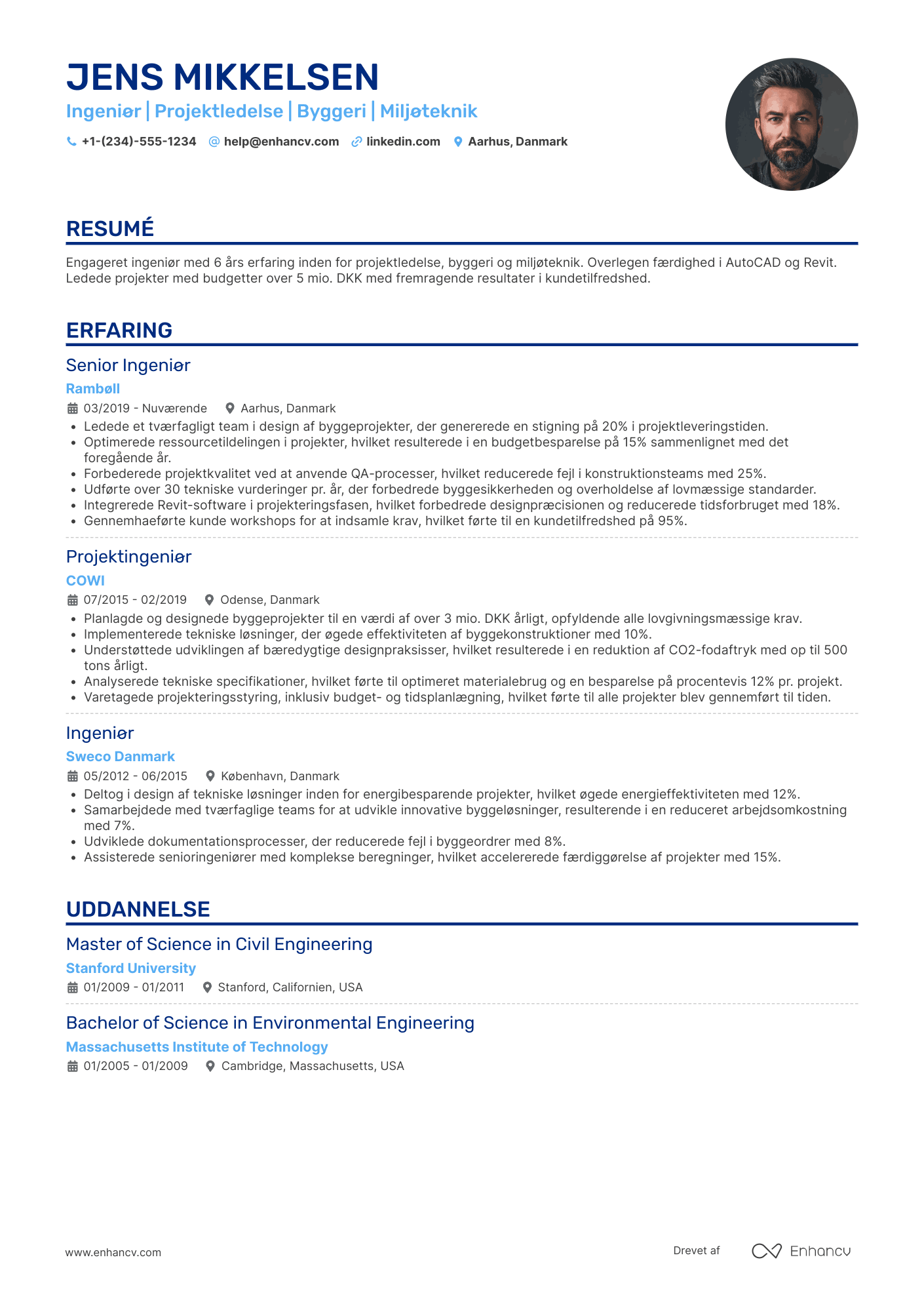 Enkelt kolonne CV skabelon