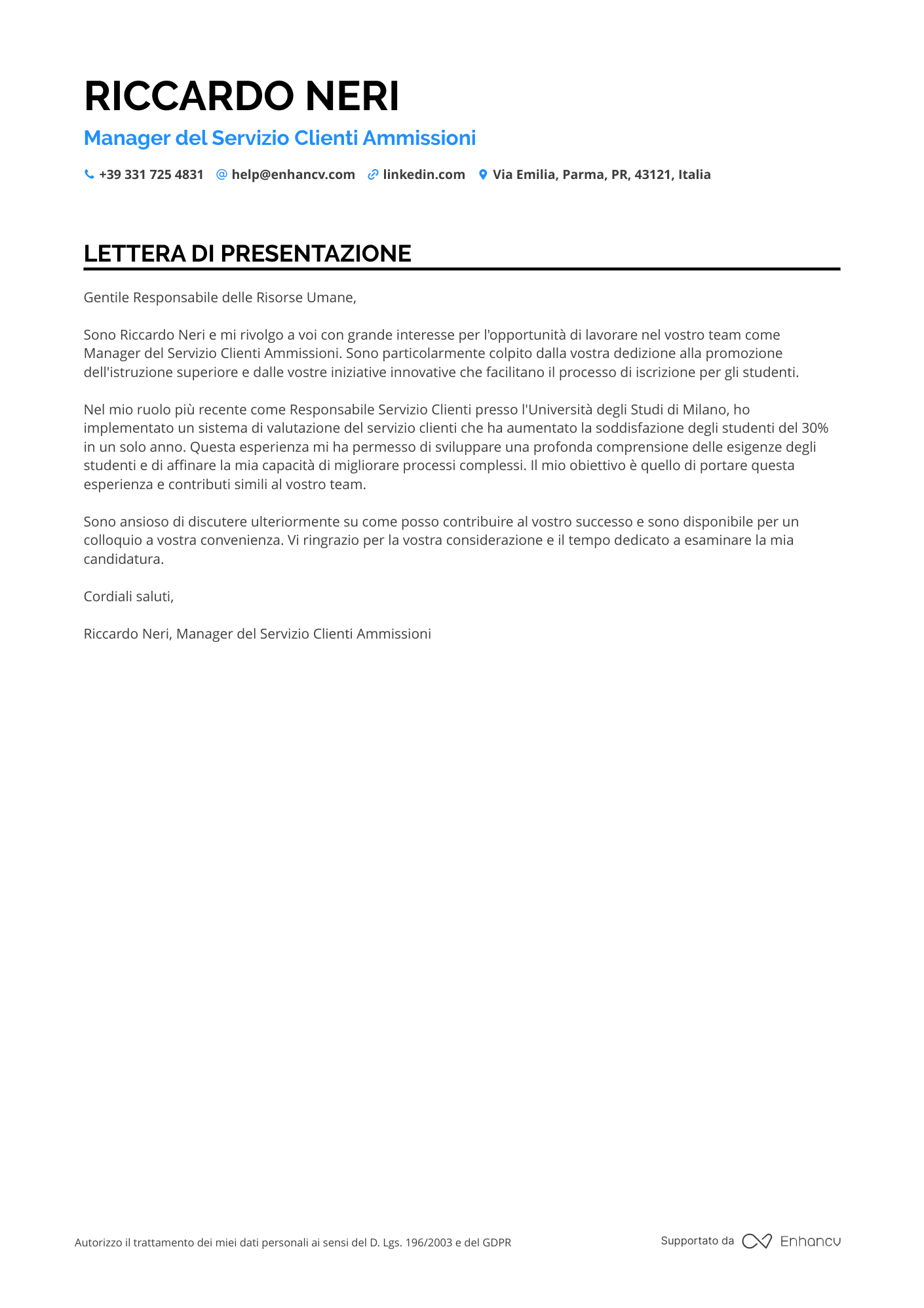 Responsabile del Servizio Clienti Conad