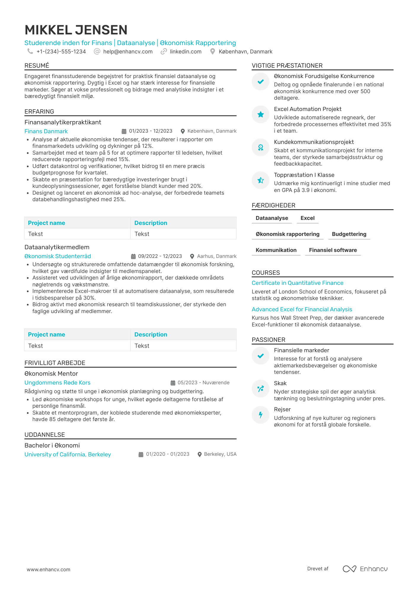 CV til Studerende inden for Finans