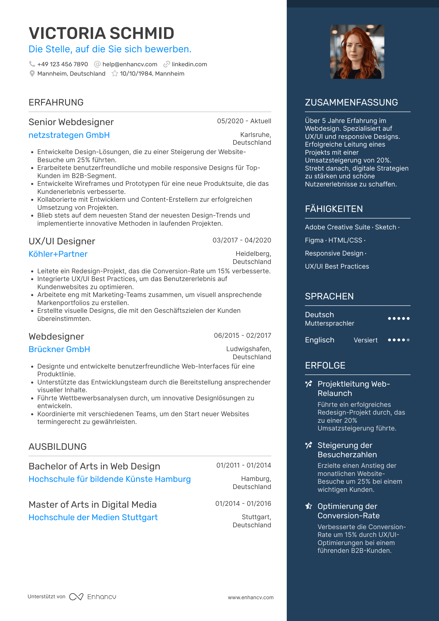 Lebenslauf als Webdesigner für digitale Strategie
