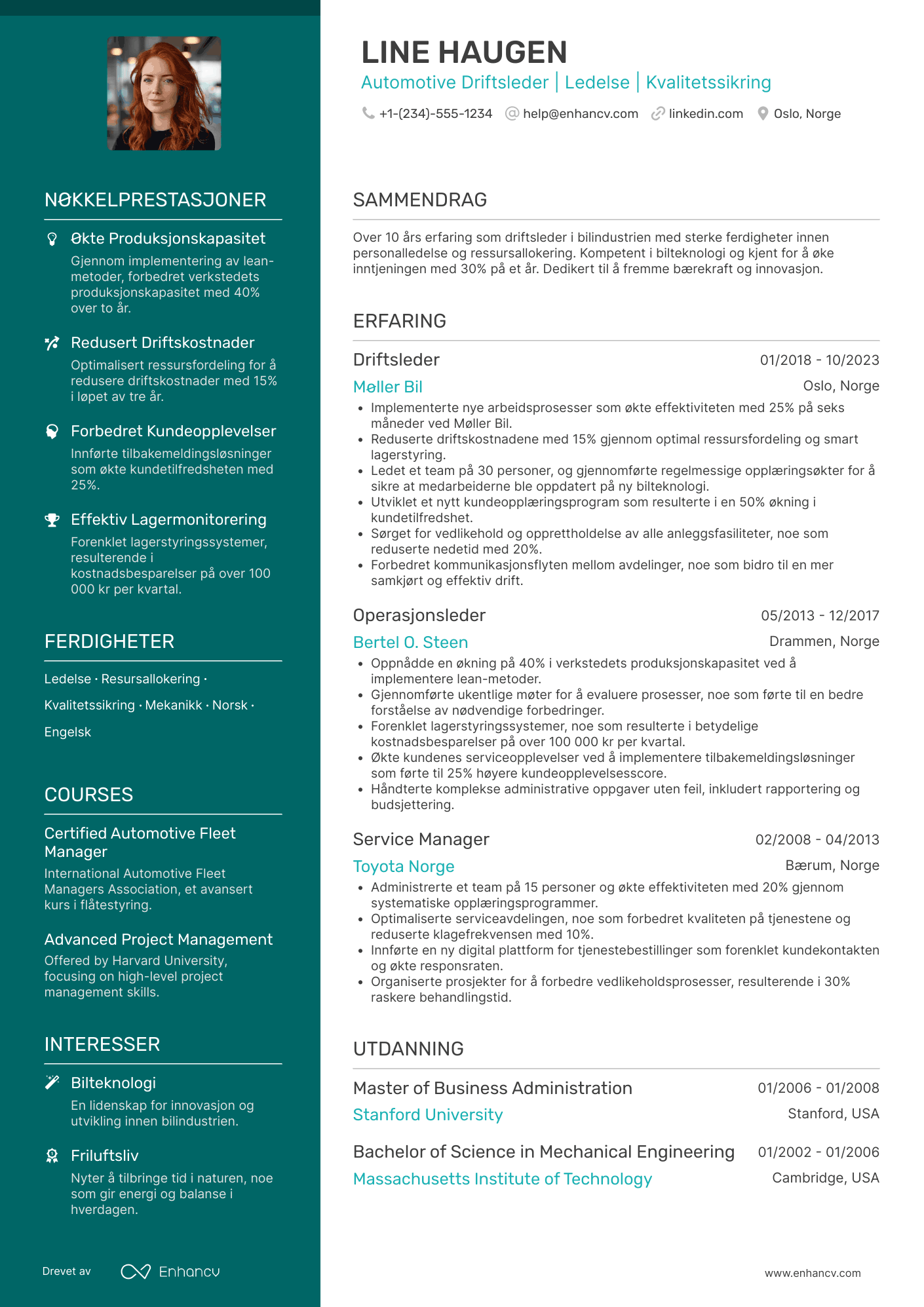 CV for Automotive Driftsleder
