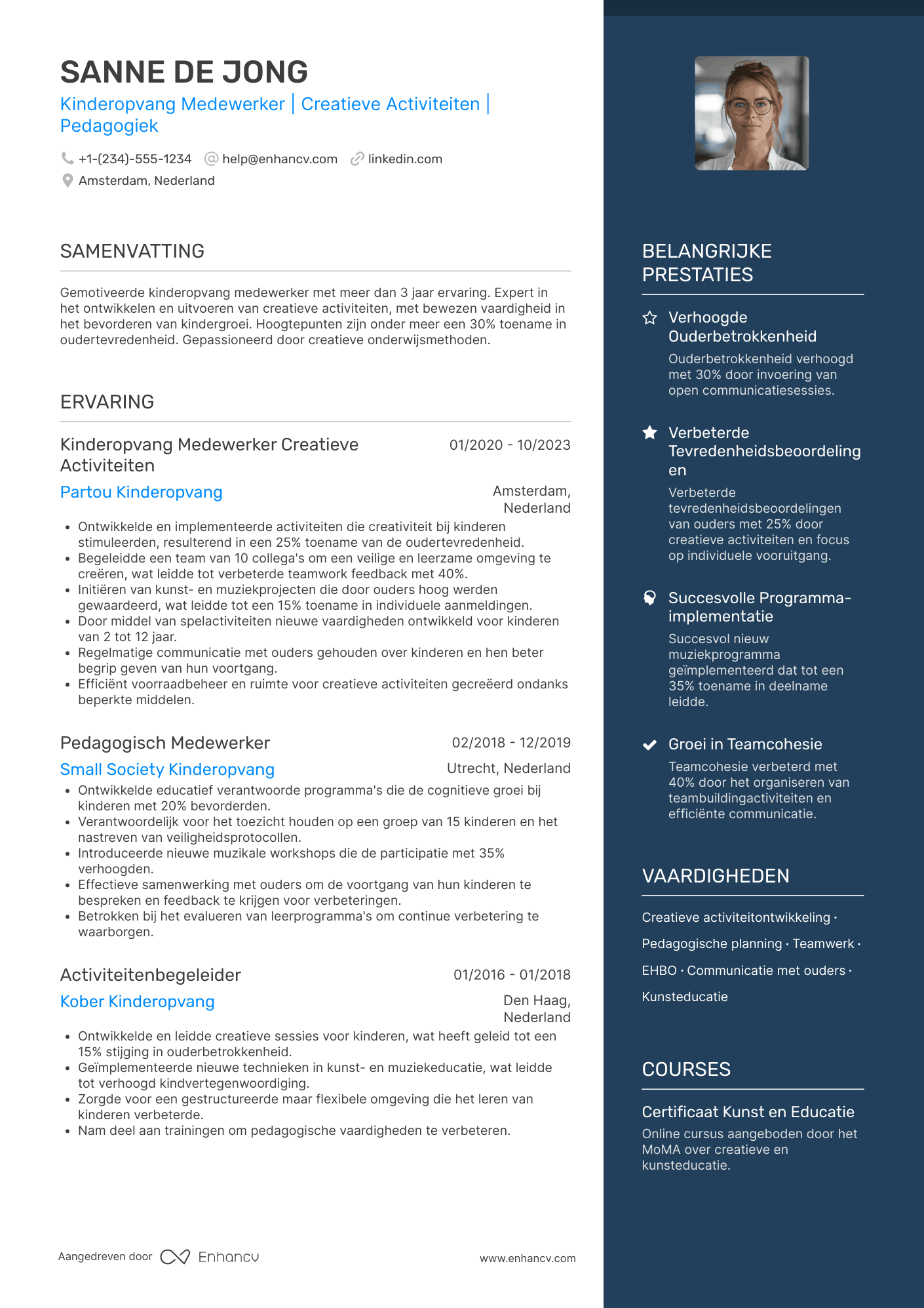 CV voor Kinderopvang Medewerker Creatieve Activiteiten