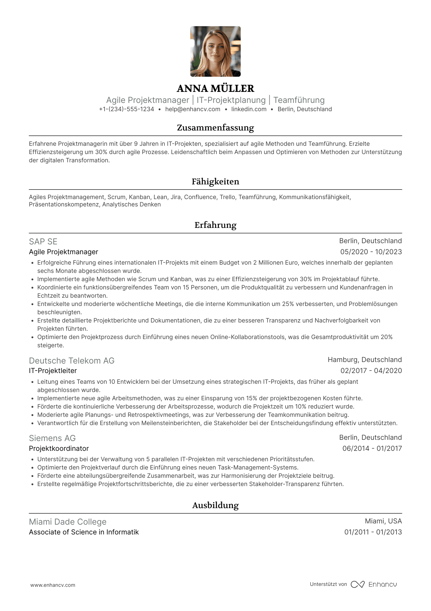 Lebenslauf Agile Projektmanager