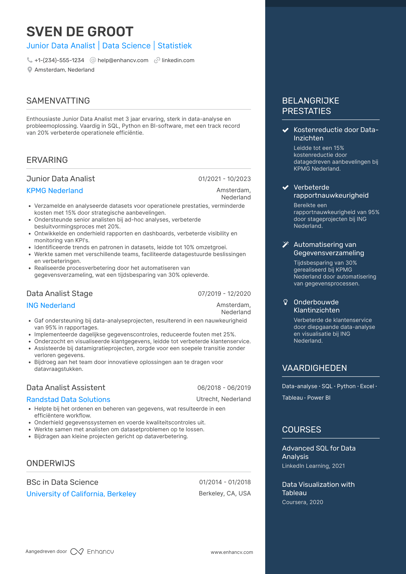 CV voor Junior Data Analist