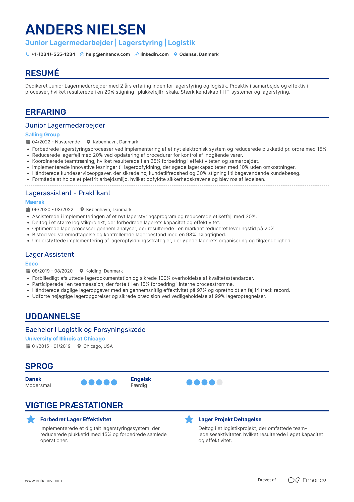 CV til Junior lagermedarbejder