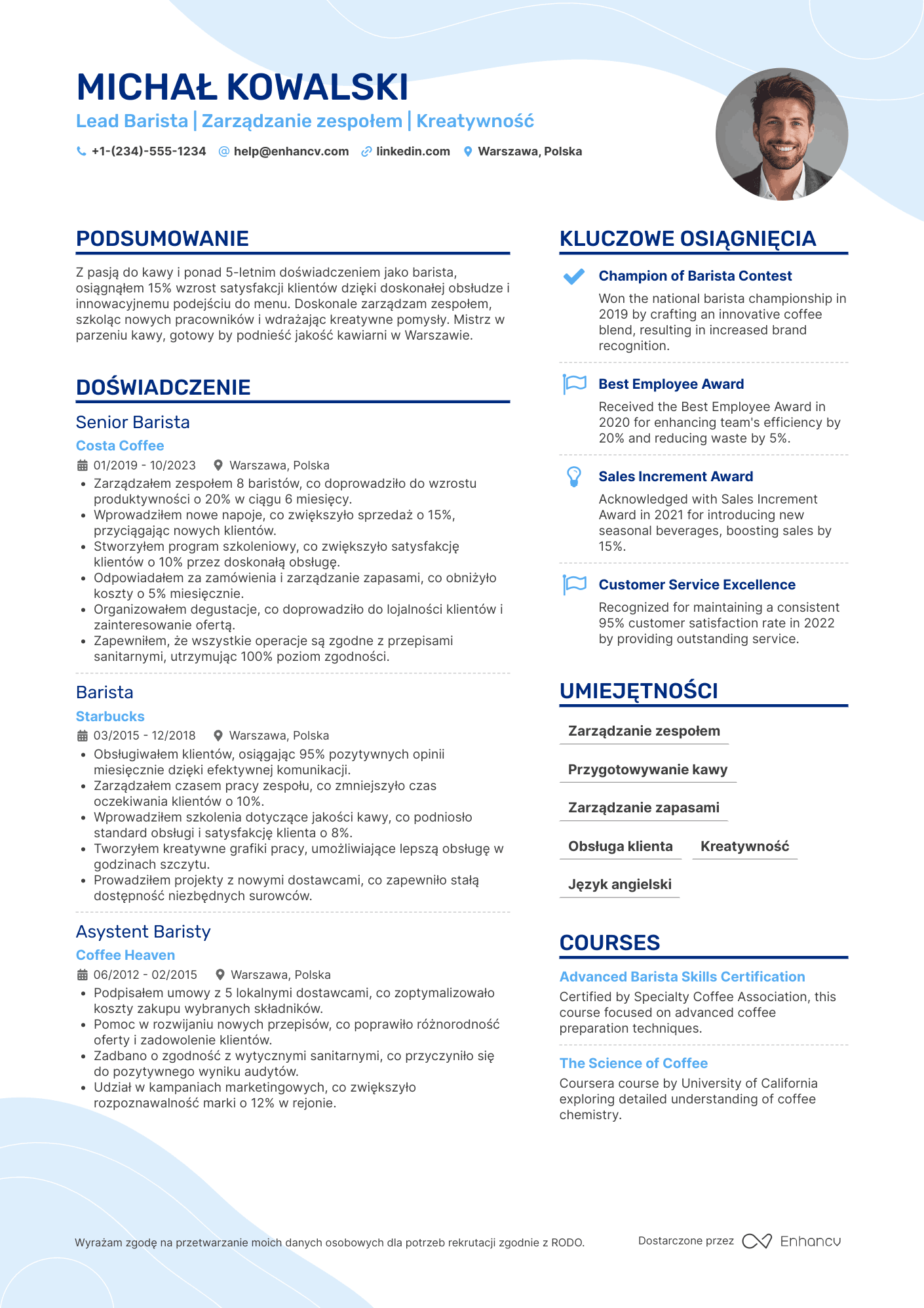 CV dla Lead Barista