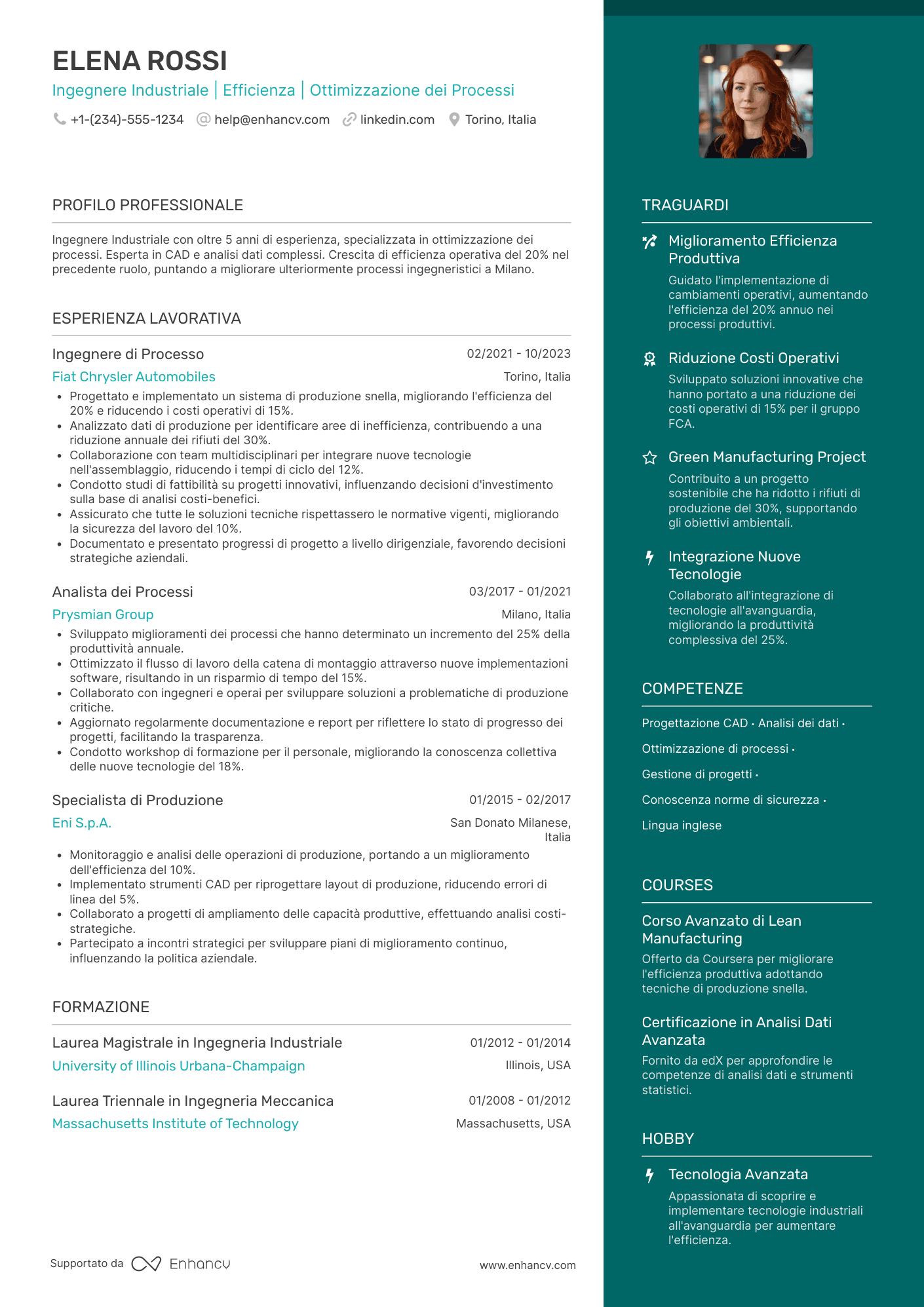 Curriculum Ingegnere Industriale